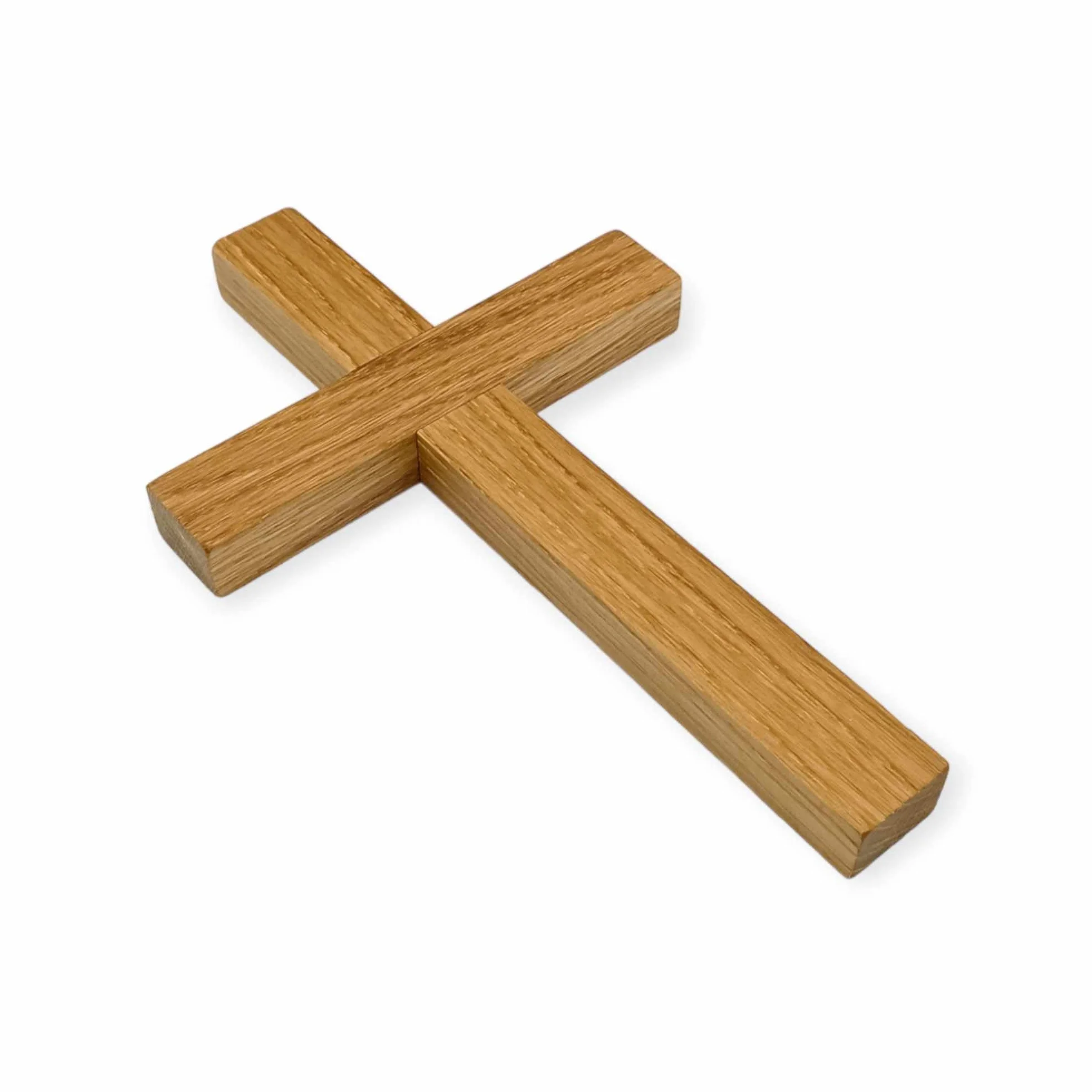 WOODYGIFT Krzyż ścienny z drewna 24 x 15 cm – krzyż do zawieszenia z drewna dębowego – krzyż Jezus dekoracja do domu – krzyż ścienny jako prezent na okazje religijne