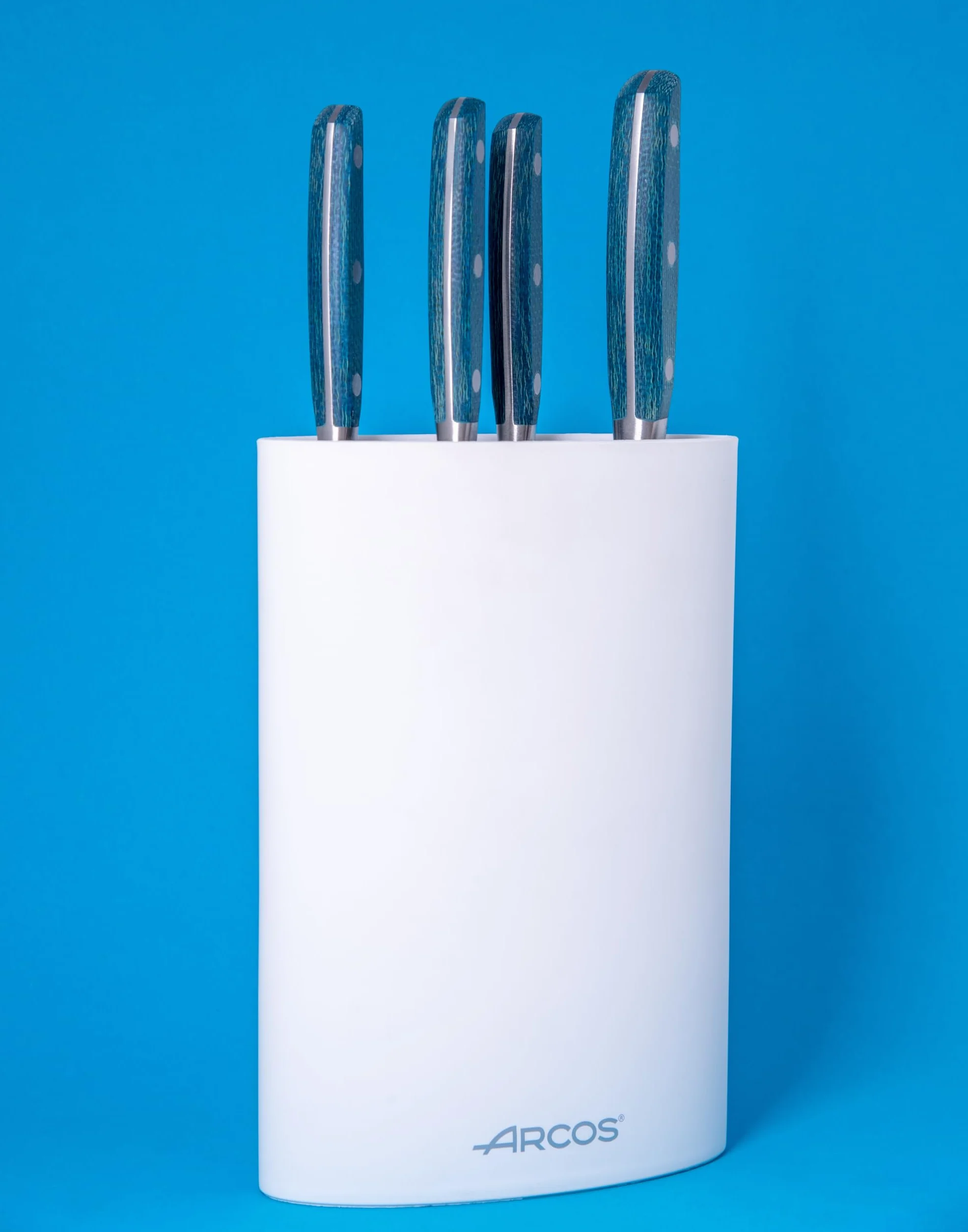 ARCOS Taco Ovalado Ochraniacz do noży do 20 cm; Blok do noży o Modernistycznym designie wykonany z termoplastycznego kauczuku; 220 x 160 x 65 mm; Kolor biały