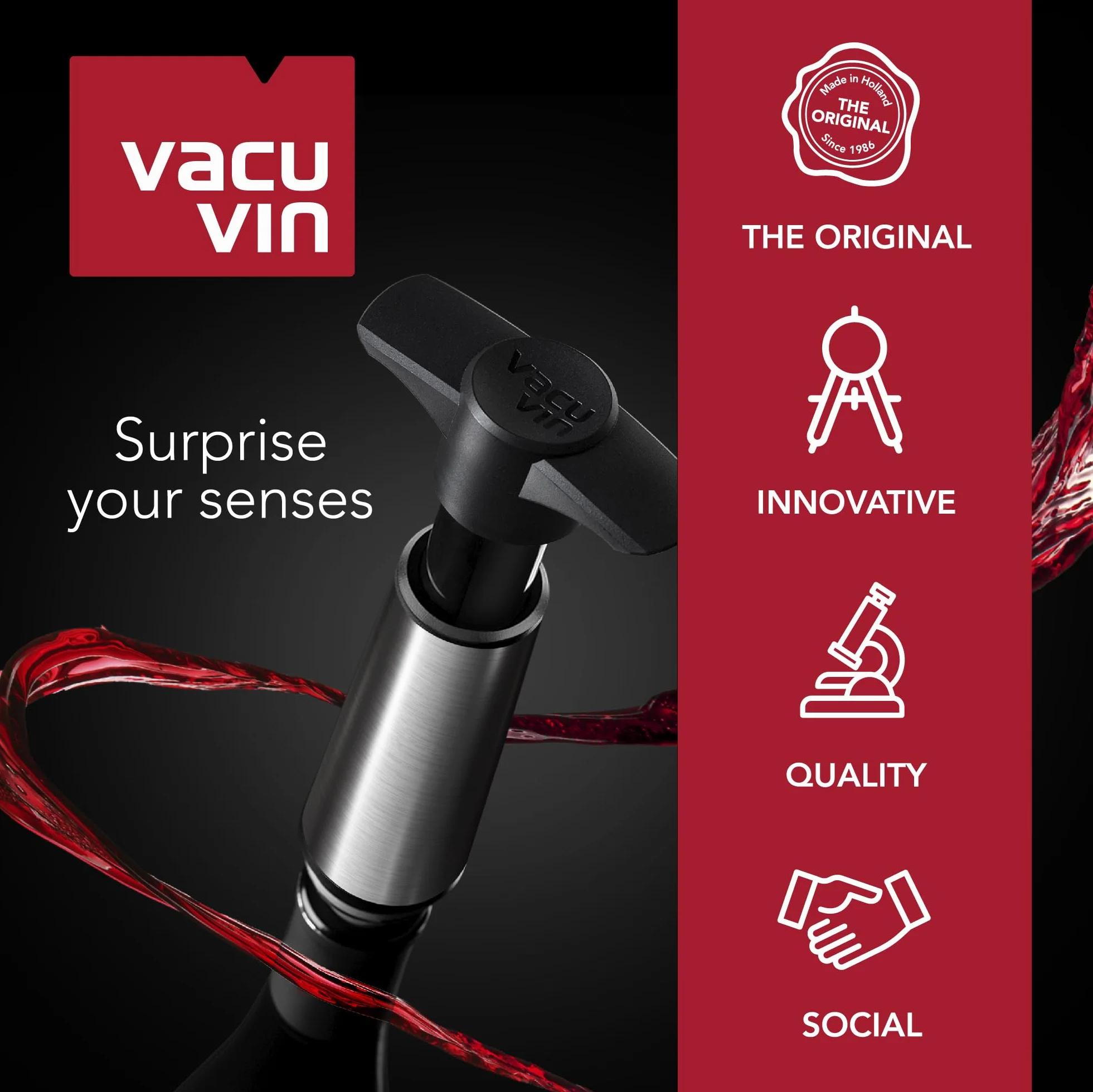 Vacu Vin Rapid Ice Wine Cooler Chłodziarka Do Wina, Srebrny