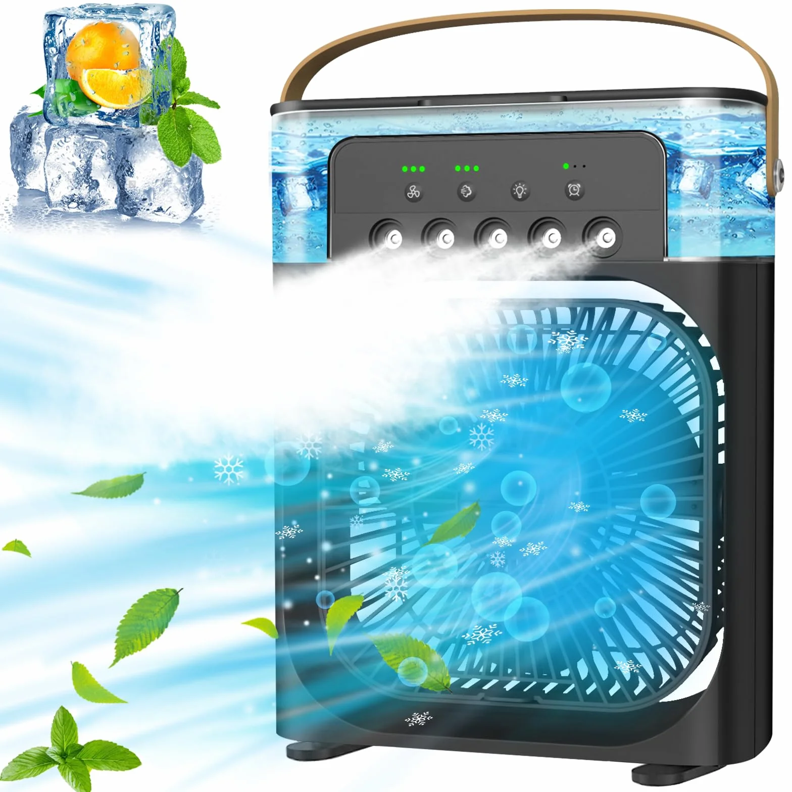 Przenośny klimatyzator 5 w 1, przenośny mini wentylator, osobisty wentylator i nawilżacz powietrza, czarny