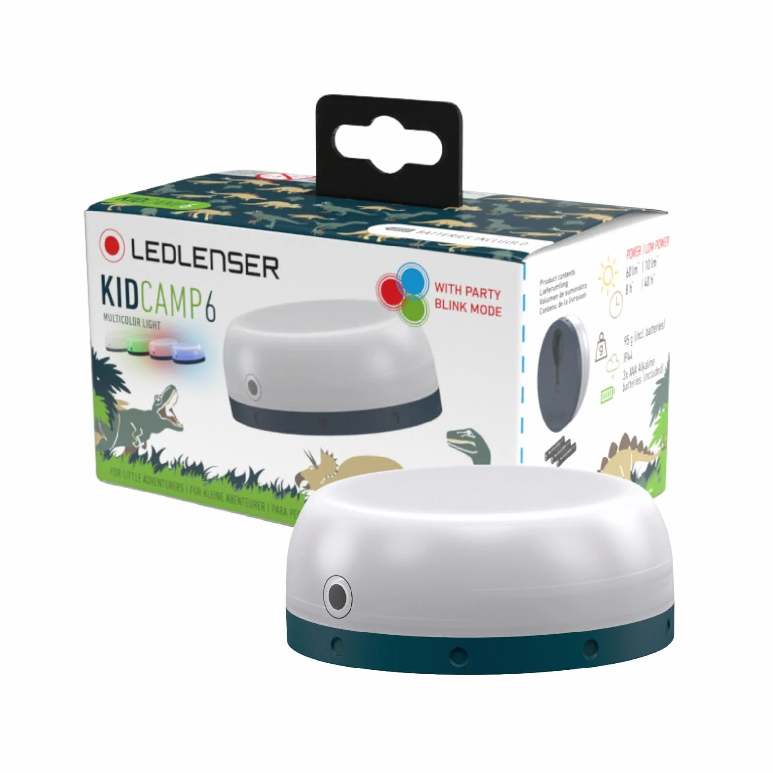 Ledlenser KIDCAMP6, bezpieczna i wytrzymała latarnia LED dla dzieci, zmniejszony efekt oślepiania dla oczu, automatyczne wyłączanie, nastrojowe światło, tryb migania imprezowego (zielona)