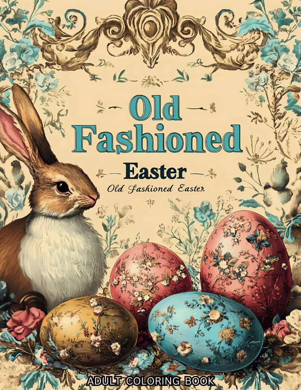 Old Fashioned Easter Coloring Book for Adults: 50 Vintage Grayscale Coloring Pages with Calming and Mindful Designs for Men & Women I Stress and Anxiety Relief