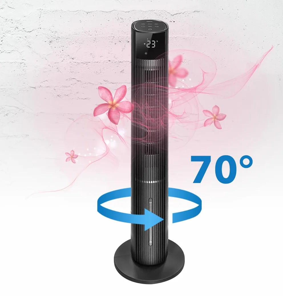 EBERG NEXO klimator wodny 6w1, klimatyzer przenośny WiFi, wentylator kolumnowy z jonizacją, nawilżacz powietrza, chłodzenie ewaporacyjne, antracytowy