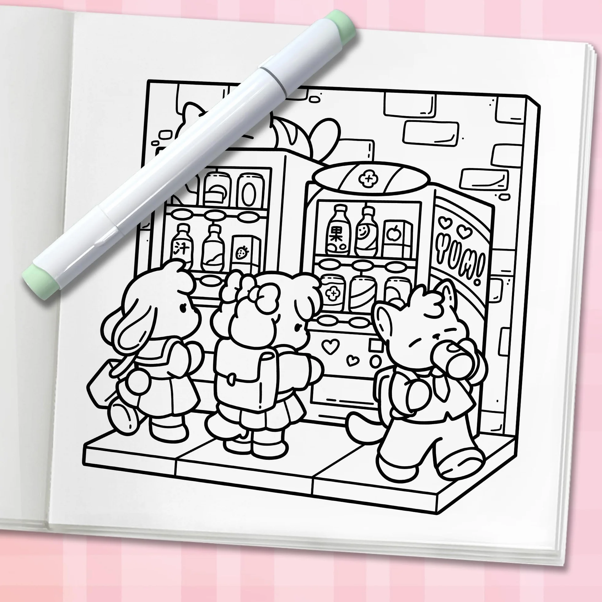 Cozy Japan: Cute Coloring Book for Adults and Teens with Charming Characters and Delightful Japanese Scenes for Relaxation