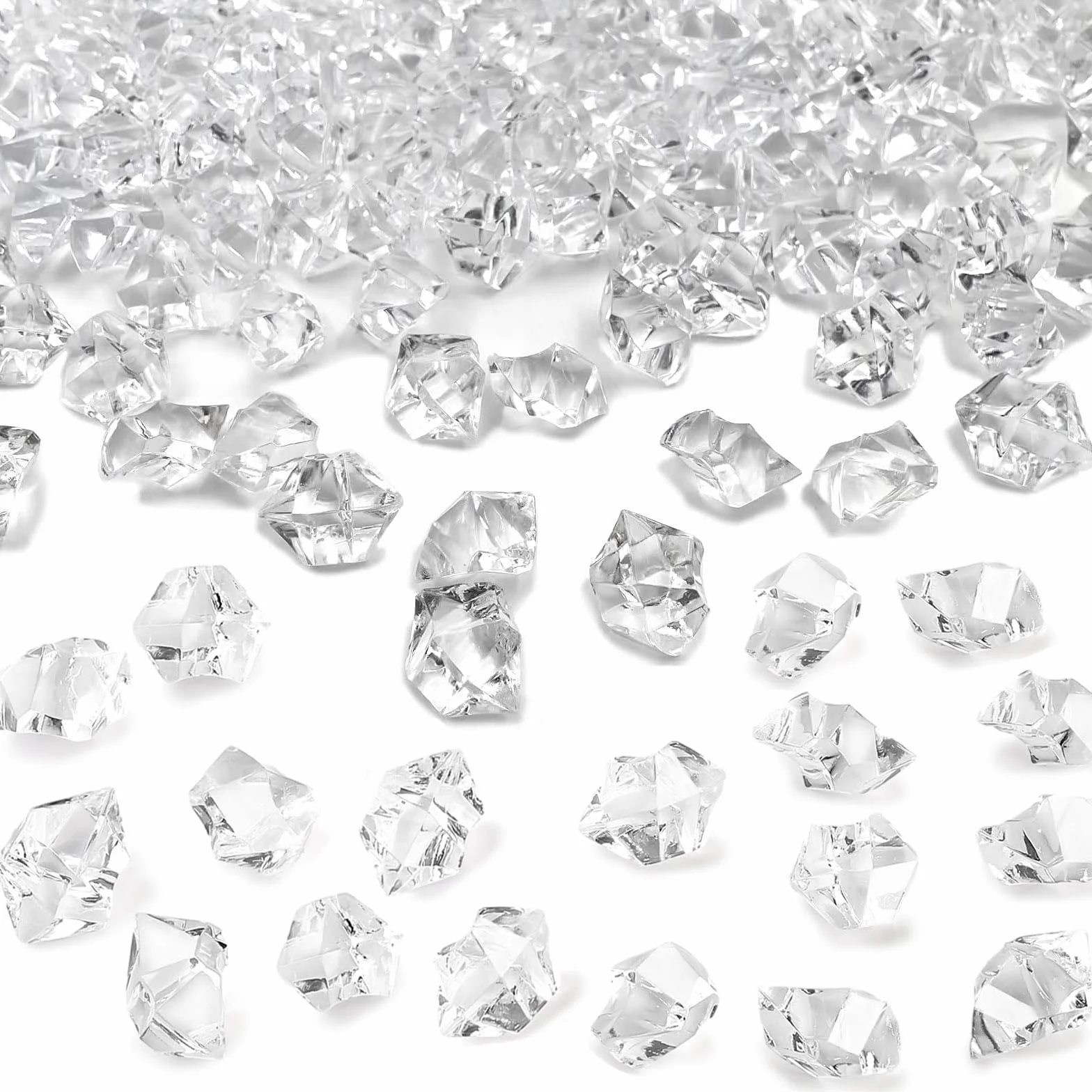 150 szt., przezroczyste kamienie lodowe, opalizujące kamienie, sztuczne kamienie lodu, tworzywo sztuczne, akryl, mini sztuczne diamenty