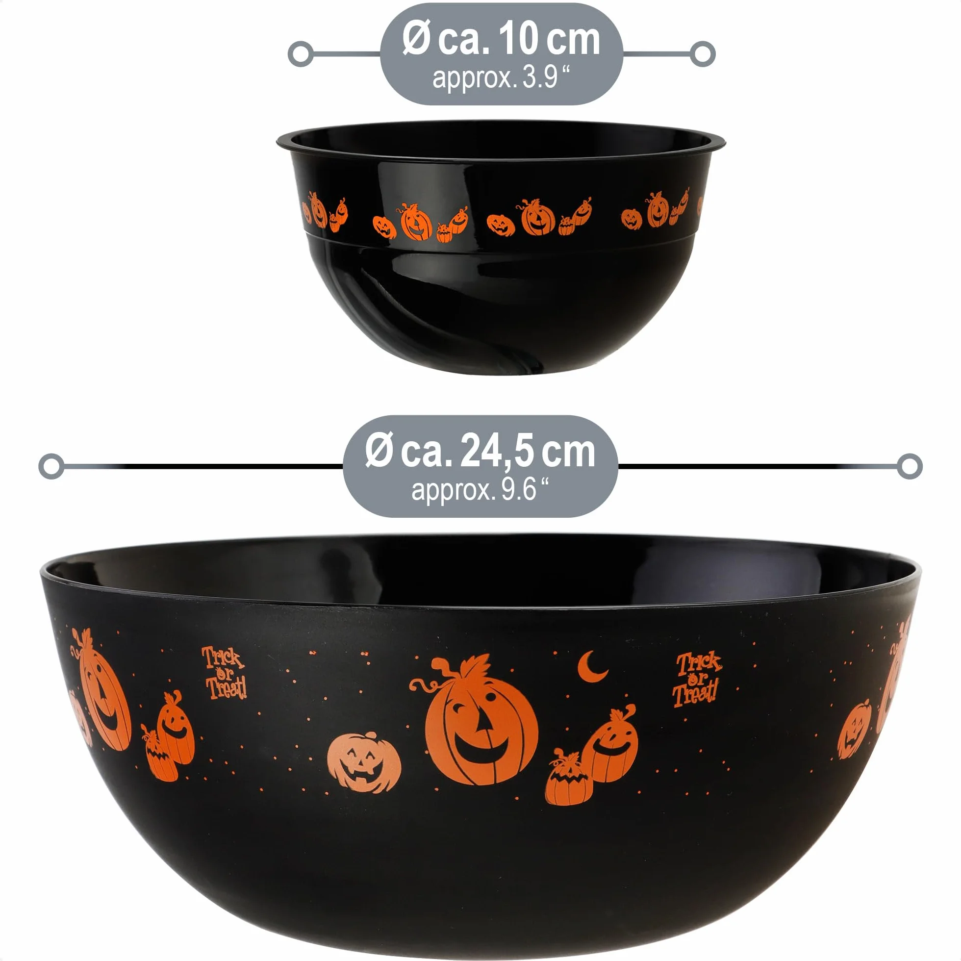 COM-FOUR® 7-częściowy zestaw misek na przekąski Halloween dynie