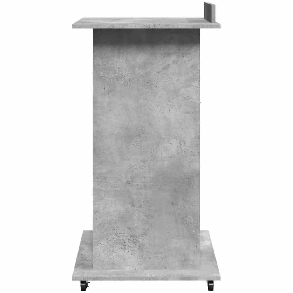 vidaXL Mównica z kołami i szufladą, szarość betonu, 55x55x107 cm, biurko do przemówień, stolik konferencyjny, mównica konferencyjna