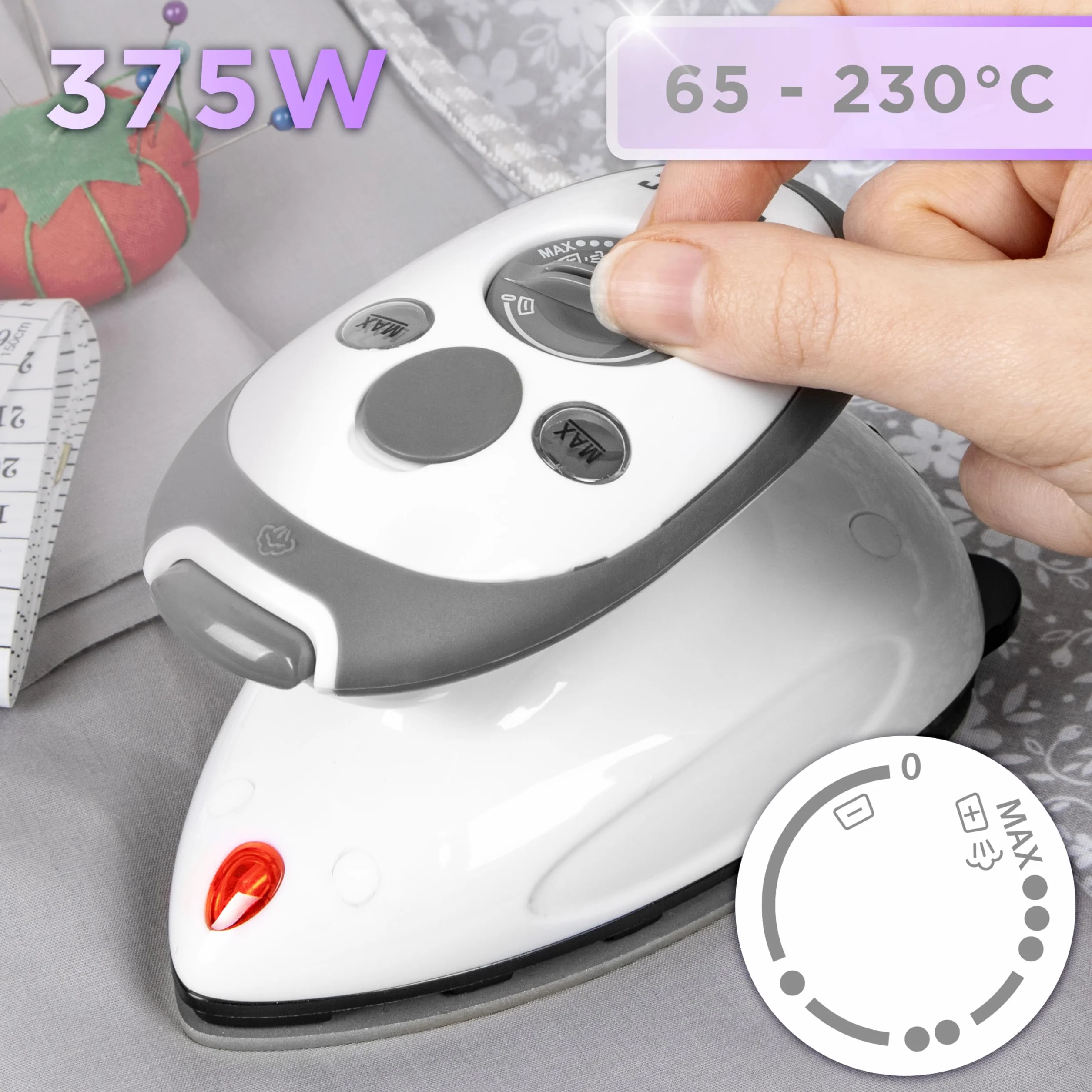 Duronic SI2 Podróżne żelazko parowe 375W | Lekkie i kompaktowe 762 g | Nieprzywierająca podeszwa | Zbiornik 50 ml | Z szczotką i kieszenią do przenoszenia