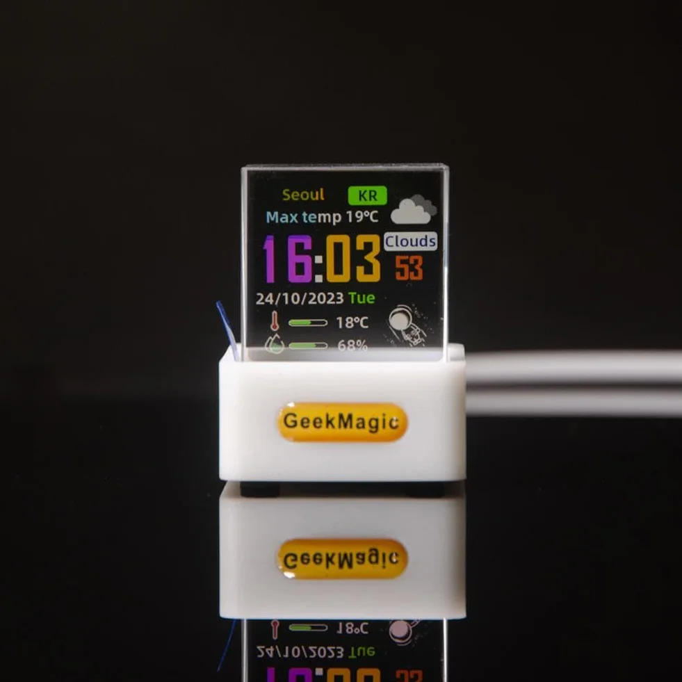 GeekMagic Mini wyświetlacz 3D z hologramem elektroniczny, kryształowy zegar WiFi, wyświetlacz kostki, konfigurowalny, pogoda w czasie rzeczywistym, zapasy, stawka, bitcoin