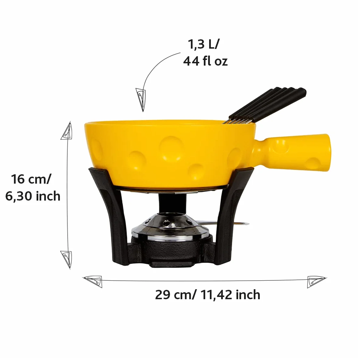 Boska Super Cheesy Zestaw do fondue 1,3 l Żółty