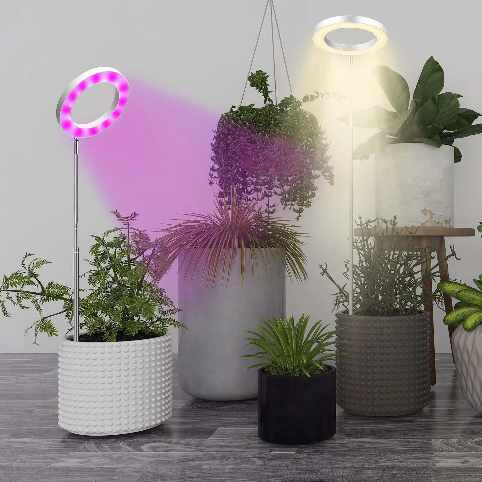 Royouzi Lampa do Roślin - 72 Diody LED z Pełnym Spektrum Światła, 3 Tryby Oświetlenia, Timer Samochodowy, 9 Poziomów Jasności, Adapter USB