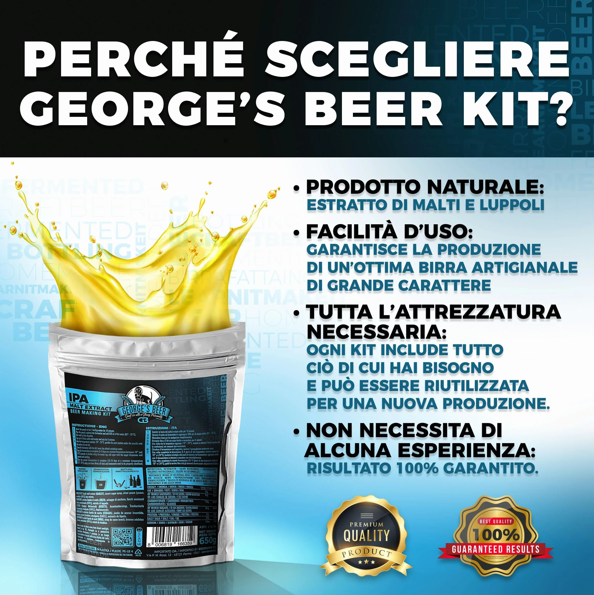 Zestaw do fermentacji piwa George's 5L - Domowe craftowe piwo - Zestaw do fermentacji słodu IPA