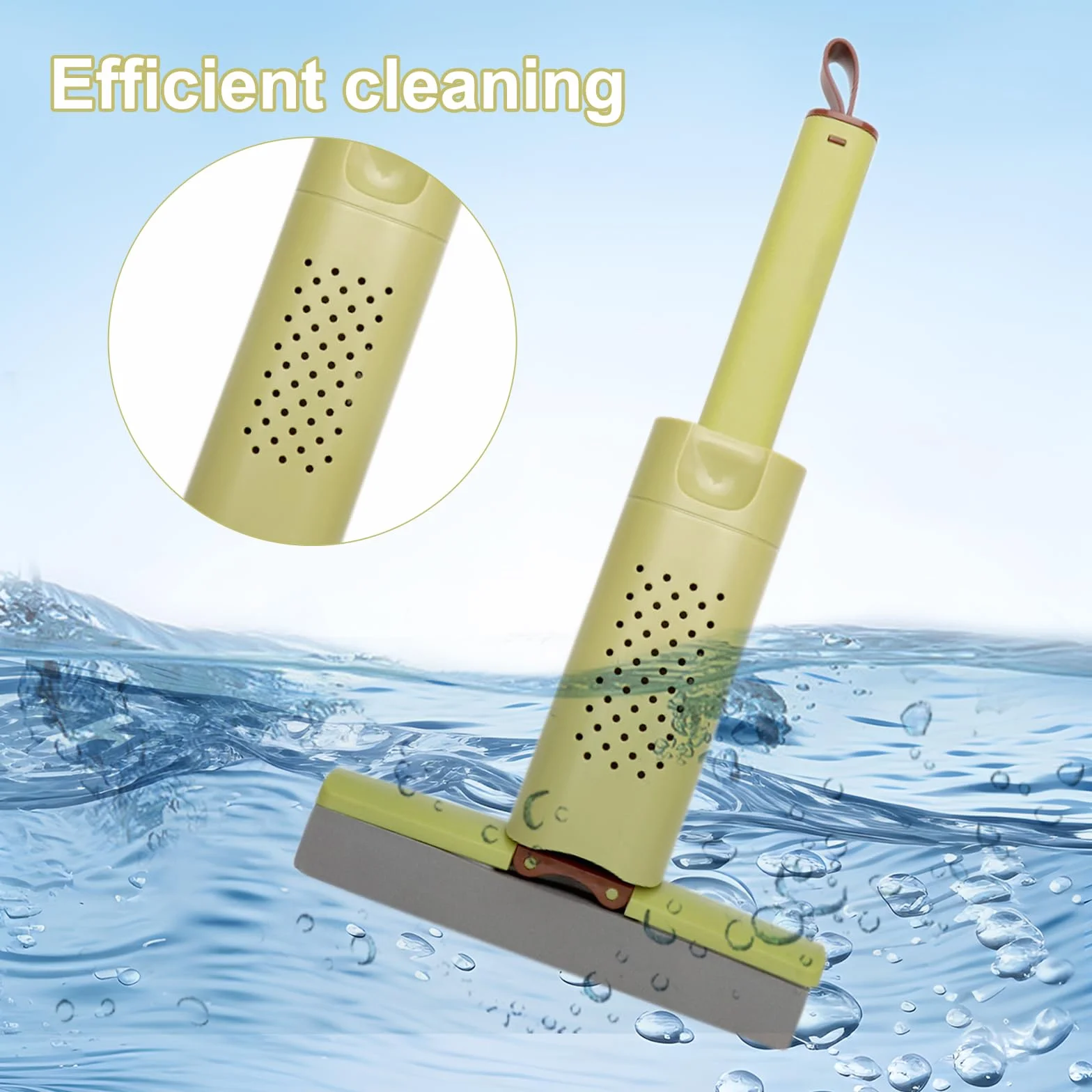 Mini mop z 2 zapasowymi głowicami – mini mop z gąbką o dużej sile ssania i nie zajmuje dużo miejsca – idealny do kuchni, łazienki, płytek i małych pomieszczeń