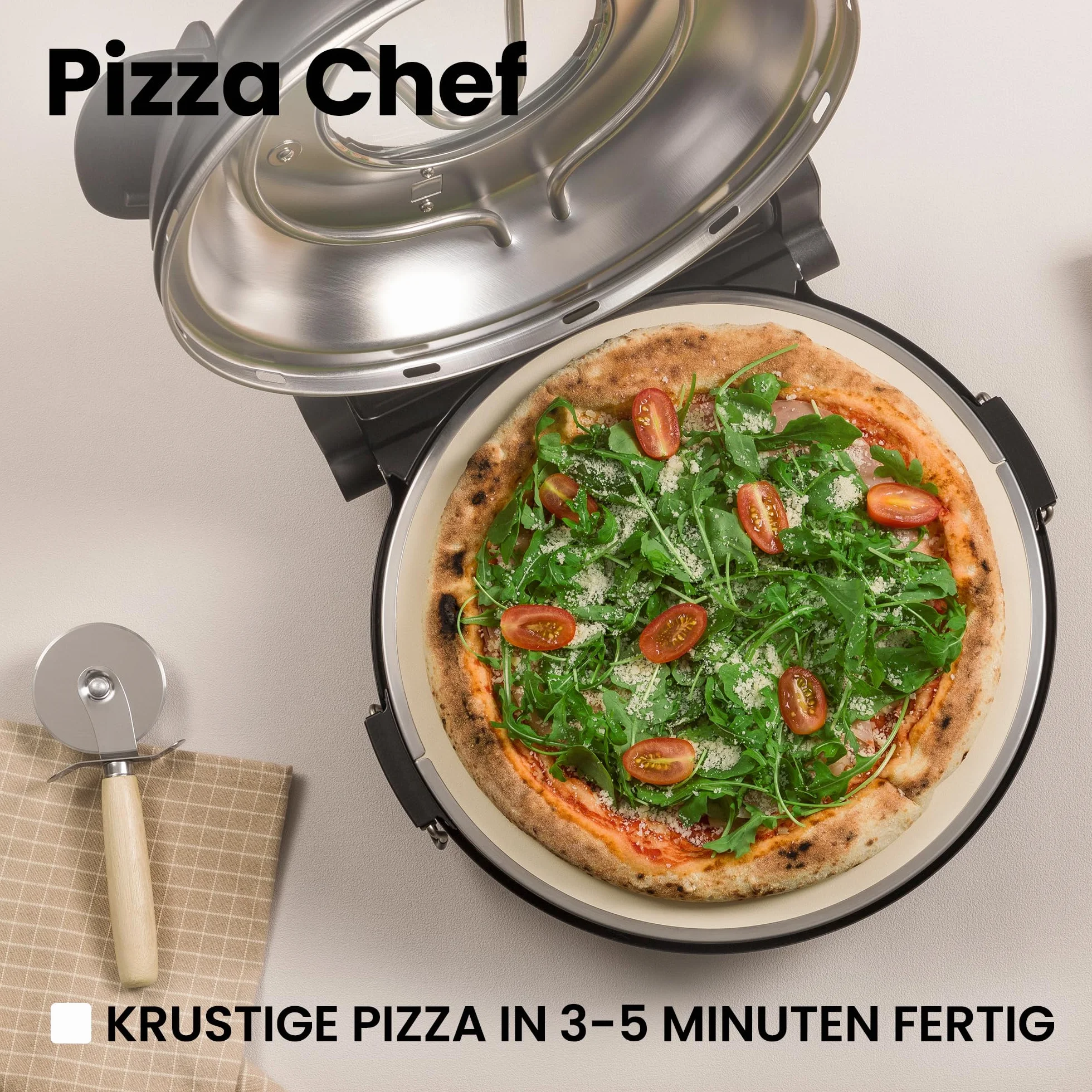 ZEEGMA PIZZA CHEF Elektryczny Piec do Pizzy 1200 W 400°C Kamień Ceramiczny 30 cm