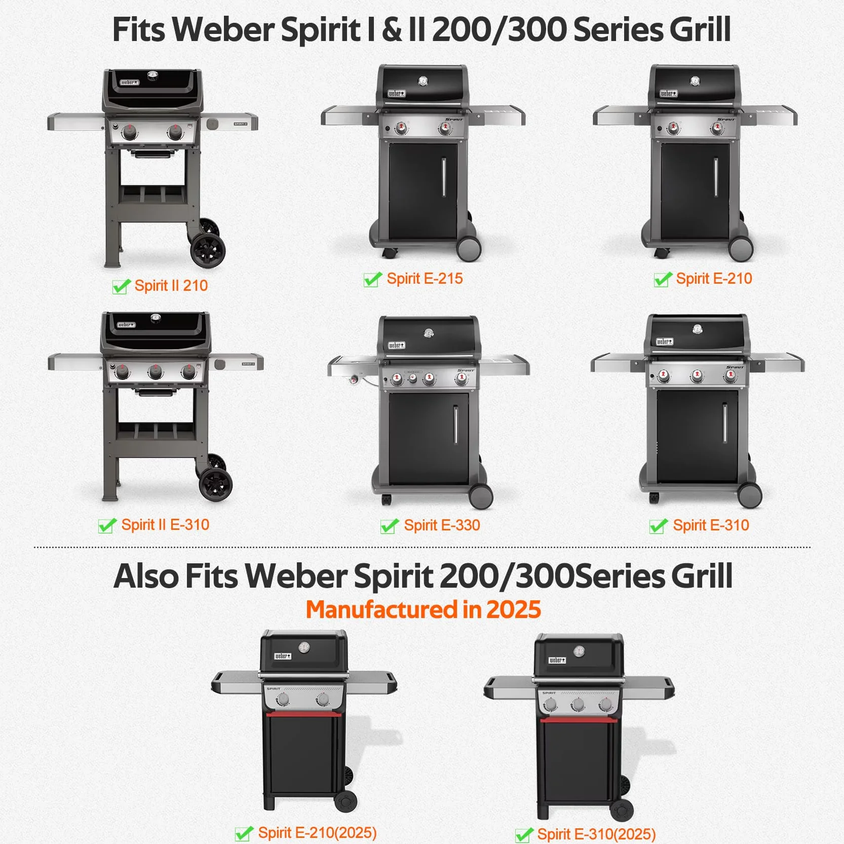 Onlyfire BRK-6045 Zestaw rożna ze stali nierdzewnej odpowiedni do grilli gazowych Weber Spirit 200/300 i Spirit II 200/300