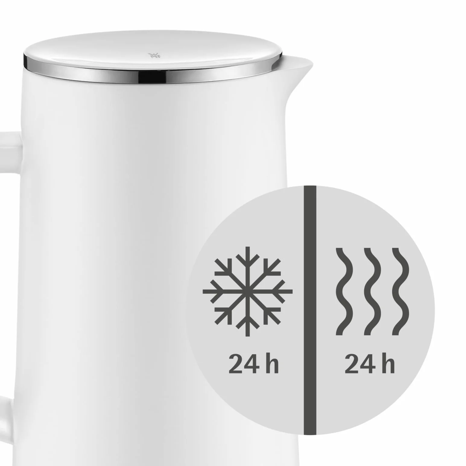 WMF Termos próżniowy Impuls, wkładka do szklanki do kawy i herbaty Twist Lock utrzymuje napoje przez 24 godziny na zimno i ciepło, 1 sztuka (1 x 1,0 l) biała