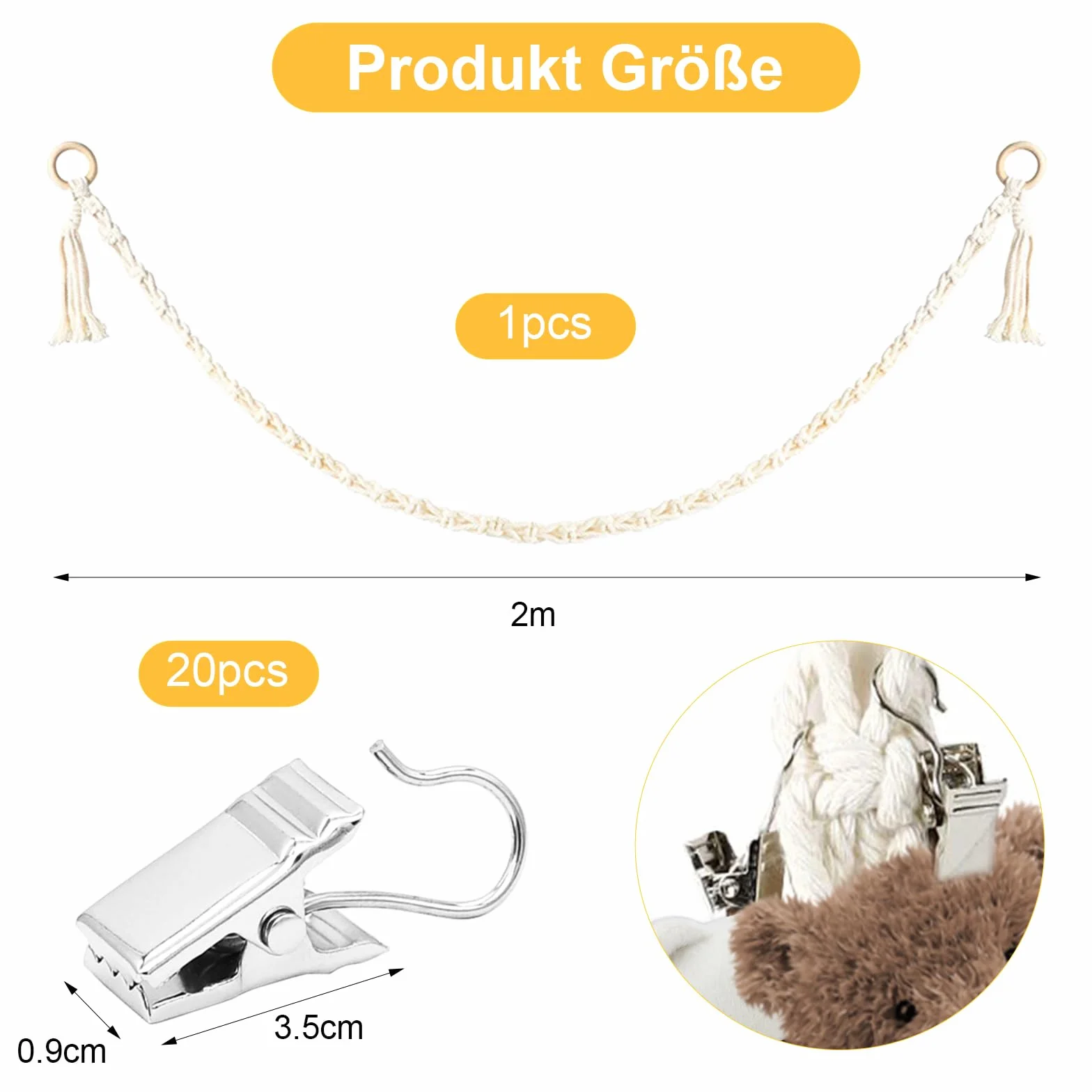 HENGBIRD Półka na maskotki z 20 metalowymi klipsami Wiszący uchwyt na maskotki Dekoracja pokoju dziecięcego Siatka na pluszaki Łańcuch do przechowywania maskotek do zawieszania czapek