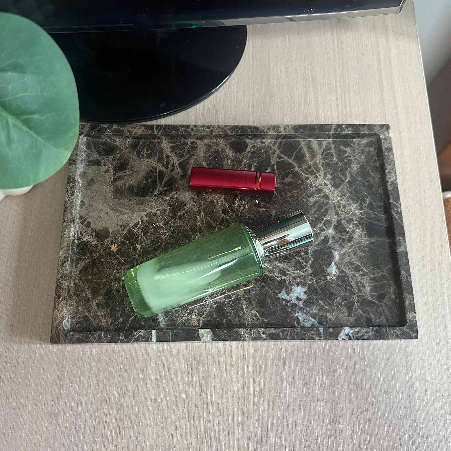 Luksusowa taca z naturalnego marmuru, organizer na biurko, kuchnię, toaletkę, łazienkę, uchwyt na talerze na chusteczki/świece/mydło/ręcznik (siatka do kawy, 30 cm x 20 cm)