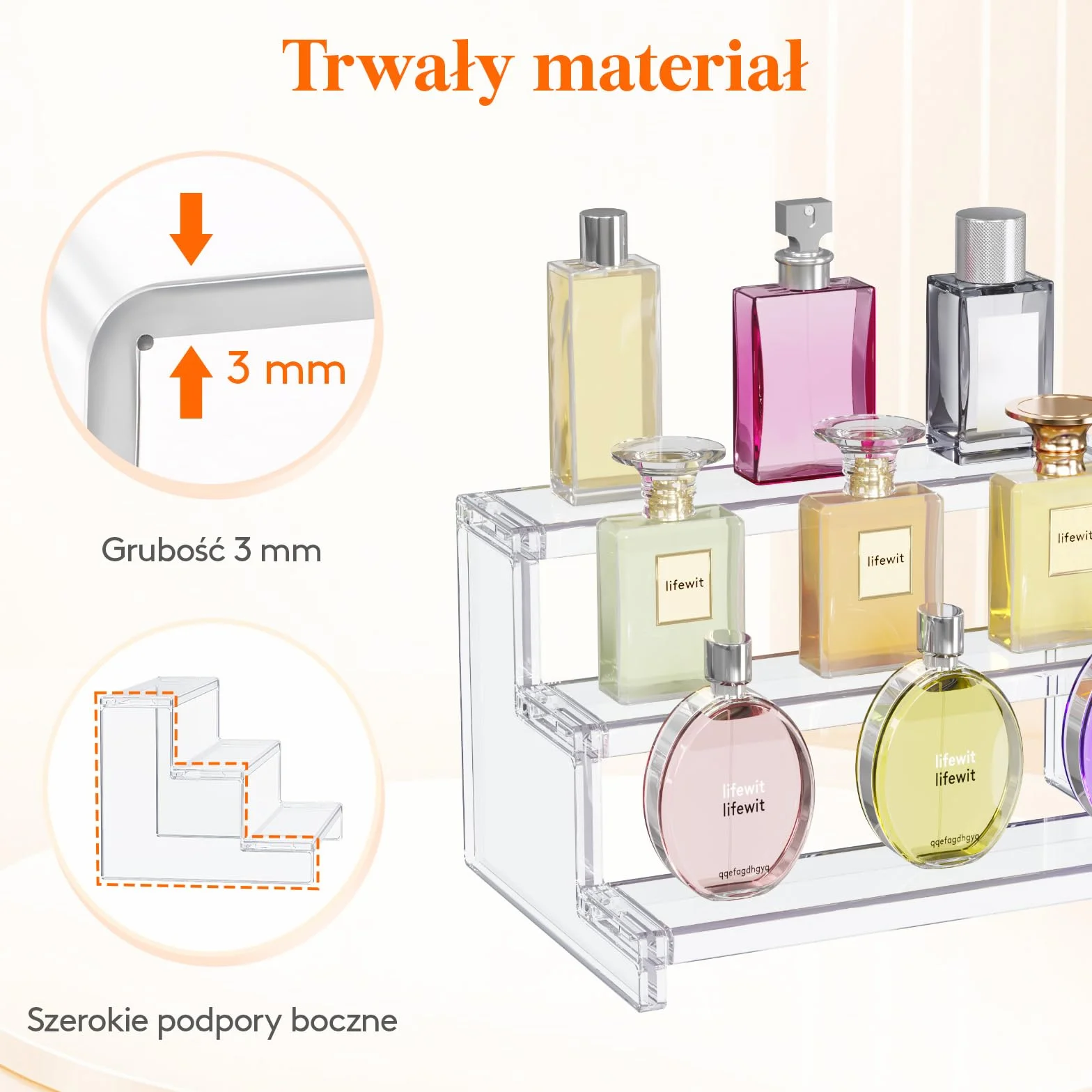 Lifewit 3 Tier Clear Display Risers Stand, 22,8 cm Plastikowe Risers do Wyświetlania, Plastikowe Organizatory do Figurek/Cupcake/Perfumy, Stojak Wyświetlania Biurkowego Dekoracji, 2 Opakowanie
