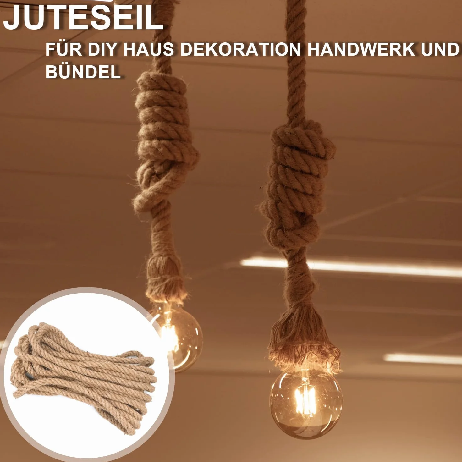 Lina jutowa, długość 10 m, sznurek jutowy o grubości 10 mm, 3-żyłowa lina jutowa, sznurek do majsterkowania, do majsterkowania, dekoracji domu, rzemiosła i wiązek, brązowa