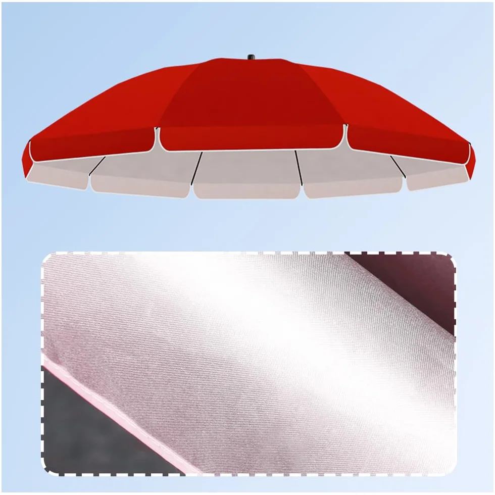 Zapasowy baldachim parasola targowego 3,6 m, ochrona przed promieniowaniem UV, 10 żeber, do ogrodu, balkonu, patio - czerwona osłona (3,6 m)