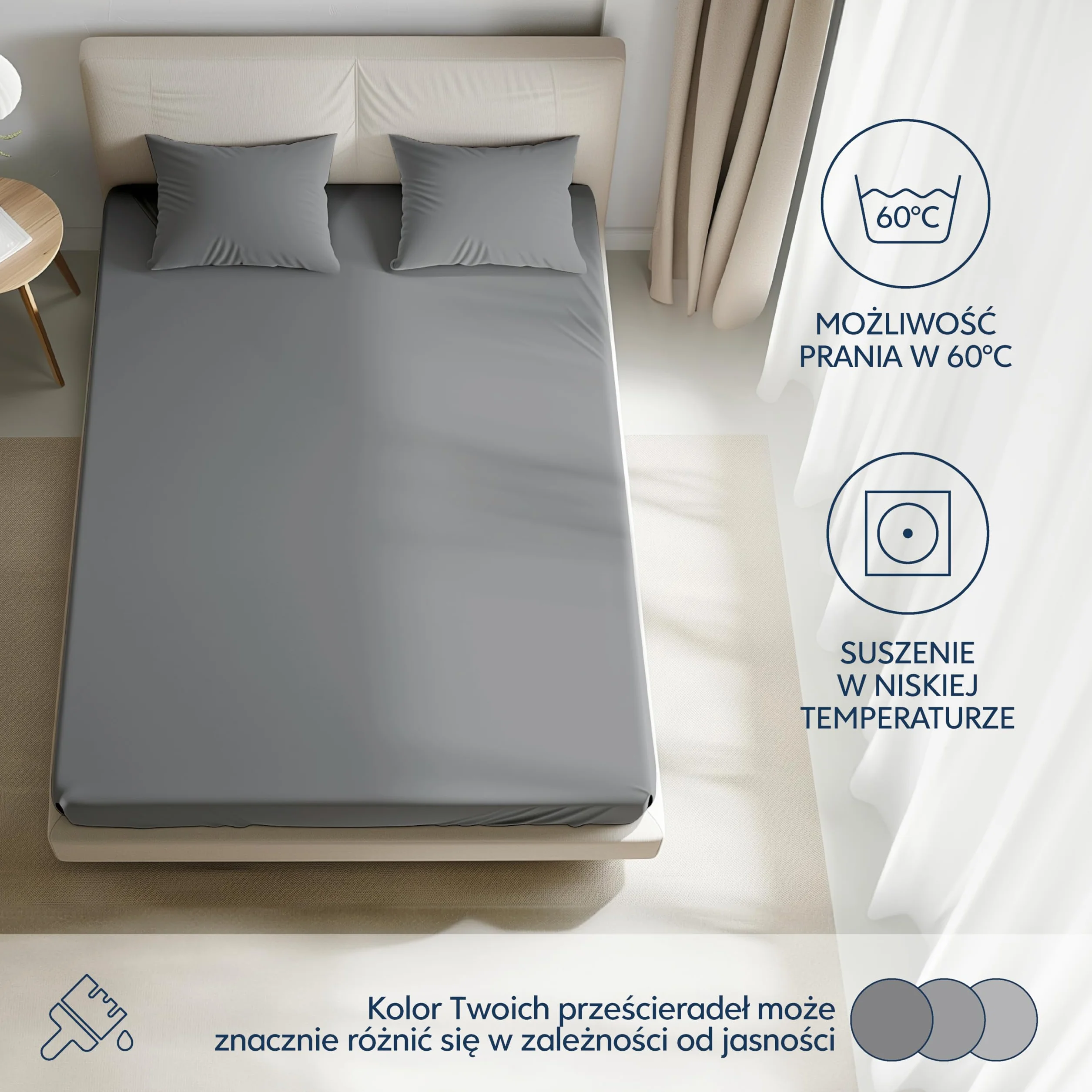 Prześcieradło Dreamzie 160x200 cm, 100% bawełna Premium Jersey, wysokość materaca do 27 cm, hipoalergiczne, Oeko-Tex, antracyt