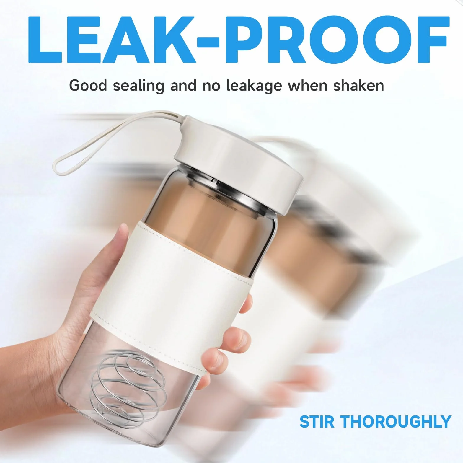 Shaker Proteinowy 470 ml ze Stali Nierdzewnej 304, bez BPA, z Kulką do Mieszania