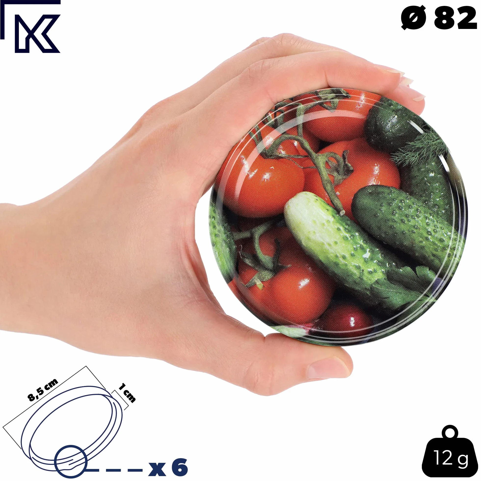 KADAX Zestaw 10 szt. Wieczka twist-off metalowe 82 mm szczelne do słoików