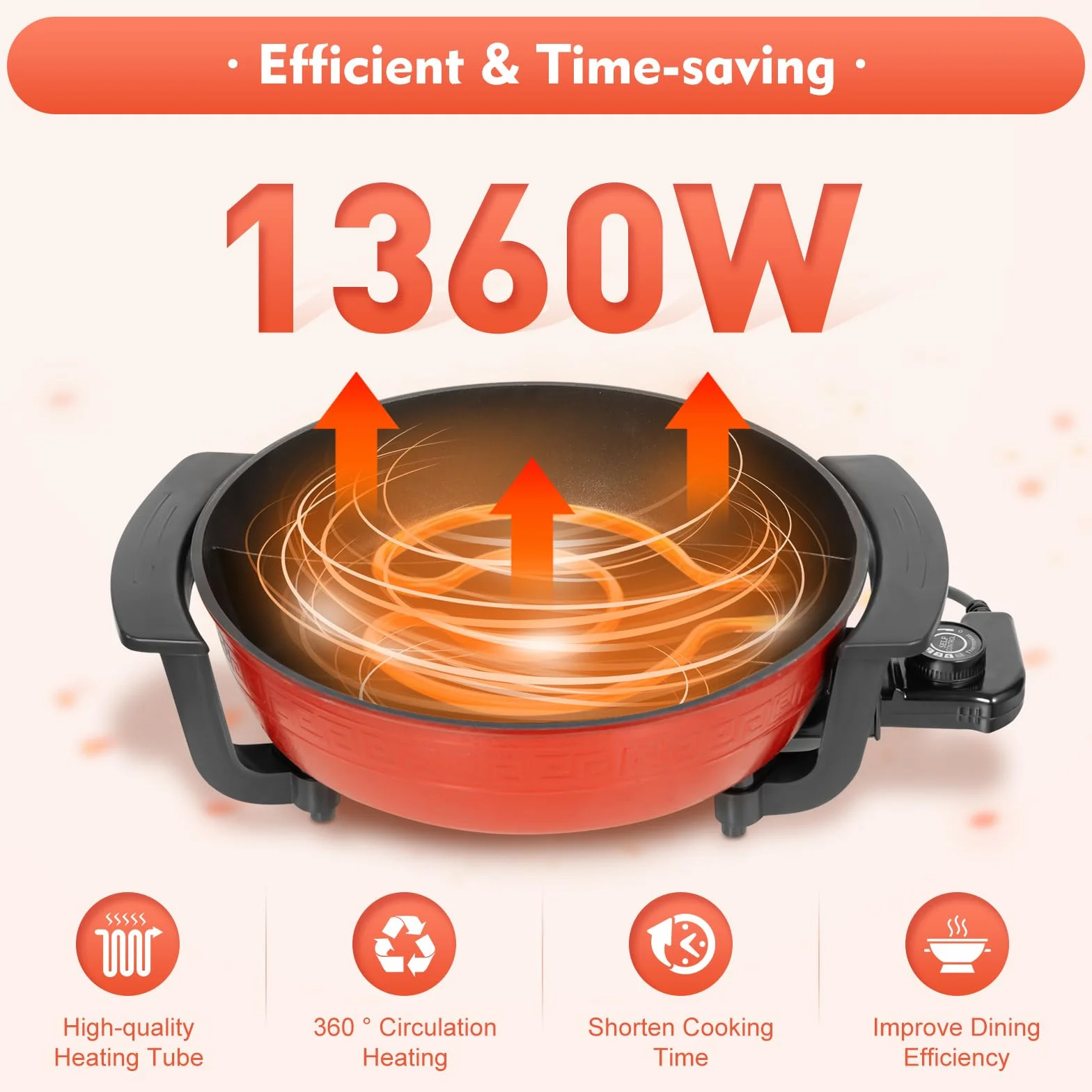 Elektryczny Garnek Hot Pot Twin 1300 W, 6 l, Yin Yang Hotpot, 2 Strony, Patelnia do Gotowania Stewpan, Płyta Kuchenna, Nieprzywierający