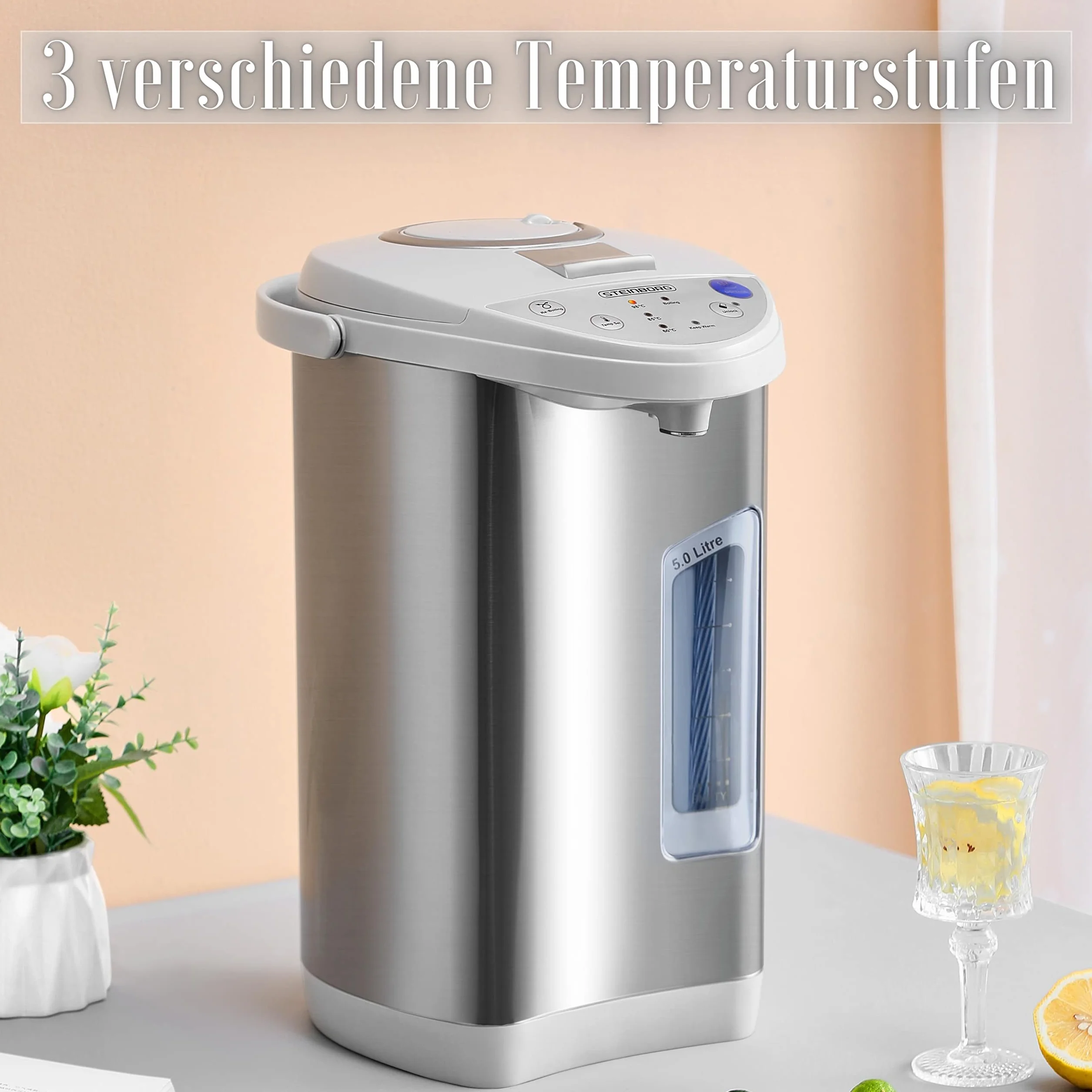 Thermopot 5 litrów ze stali nierdzewnej dozownik gorącej wody czajnik termos