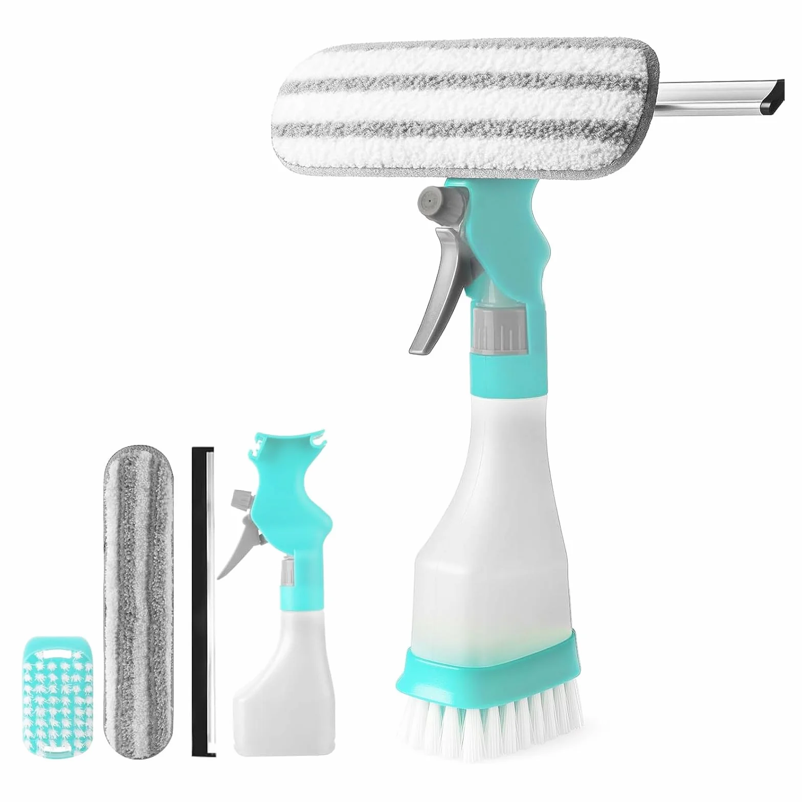 4 w 1 myjka do okien z butelką do spryskiwania 250ml, ściągaczka gumowa, ściereczka bawełniana i szczotka, zestaw do czyszczenia okien dostosowany do okien, kabin prysznicowych, łazienek