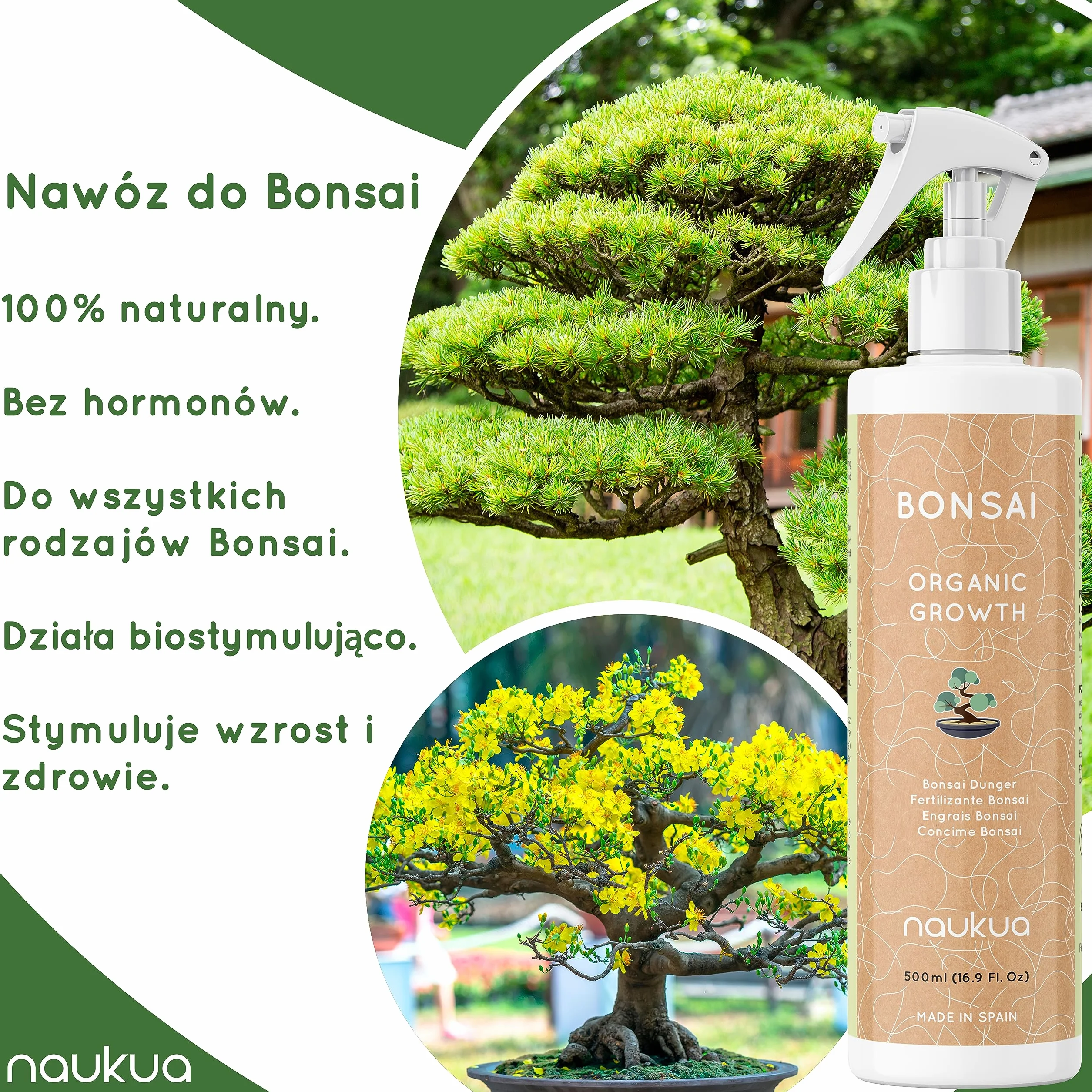 500ml Organiczny Nawóz w Płynie Bonsai - Poprawia Zdrowie Bonsai, Żyzność Gleby i Ogólną Wytrzymałość - 100% Naturalny - Wyprodukowano w UE - Spray Gotowy Do Użycia Na Wszystkie Rodzaje Bonsai.