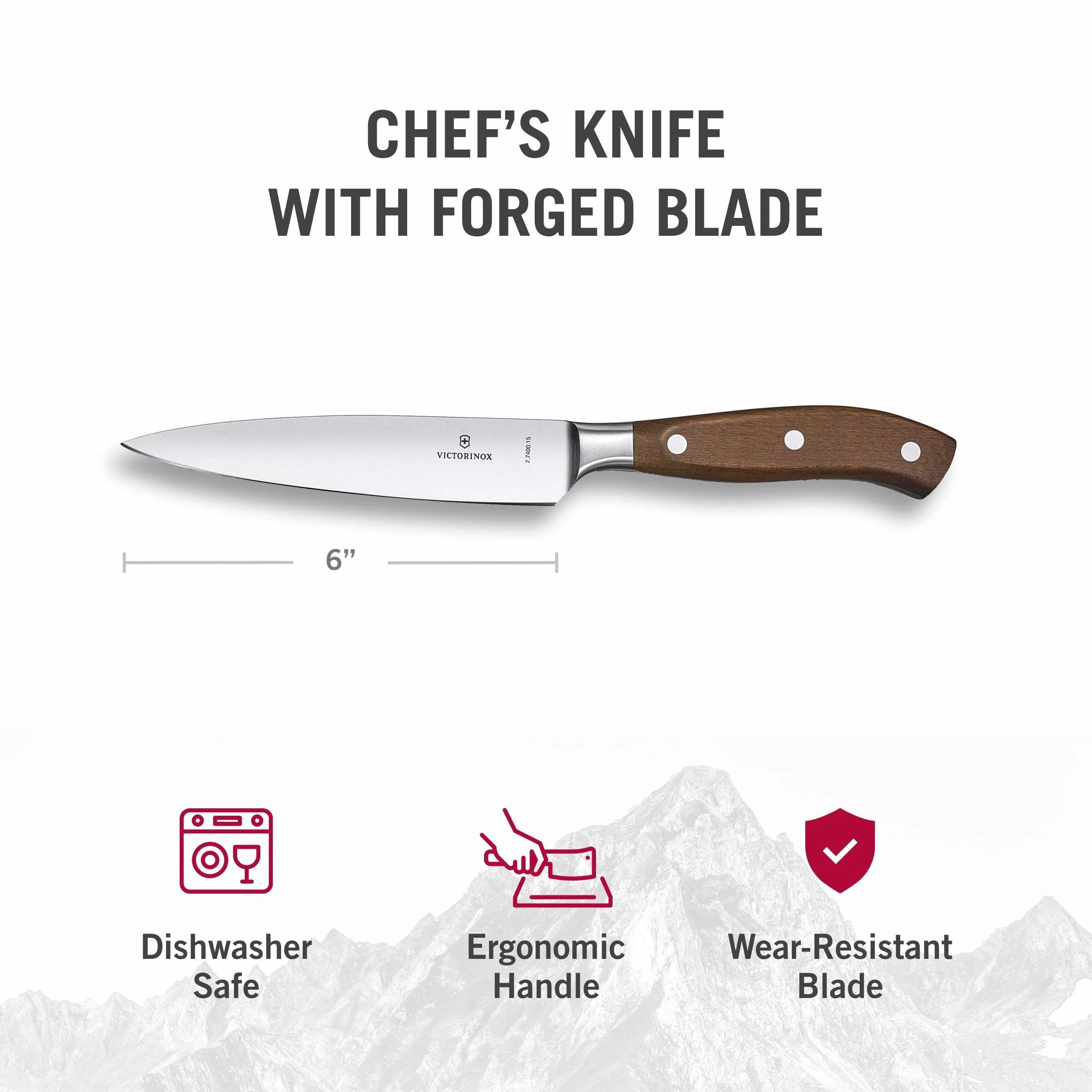 Victorinox Grand Maître Tranchiermesser, extra scharfe Klinge, gerader Schliff, Holzgriff, Braun