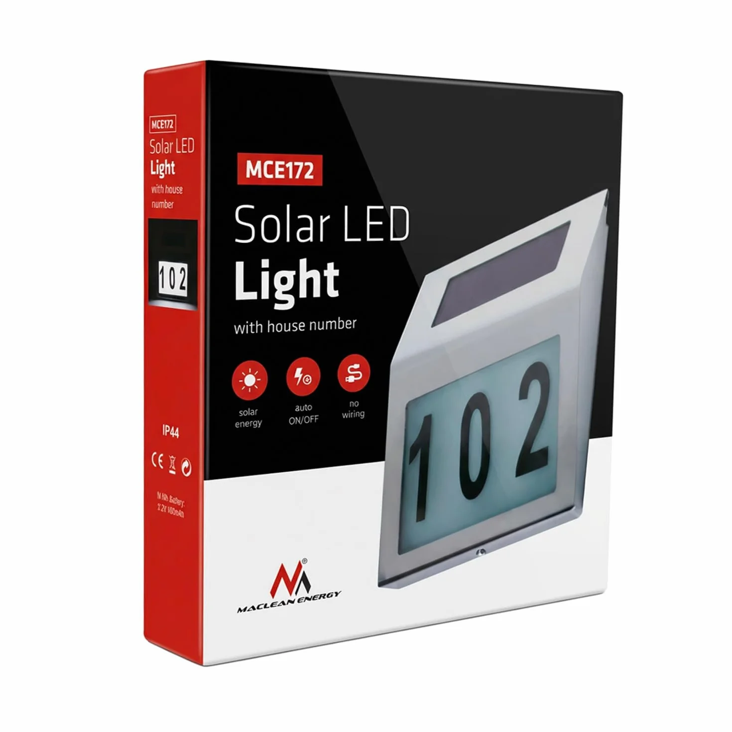 Maclean MCE 172 lampa solarna z lampą LED numer domu na zewnątrz (MCE172)