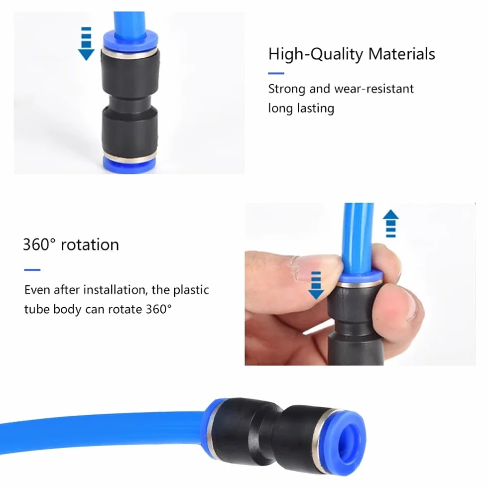 Wąż pneumatyczny 10 M czarny 6 mm OD x 4 mm ID PU rura powietrzna z 14 szybkozłączkami pneumatycznymi (kształt Y/T/L/I) do narzędzi pneumatycznych