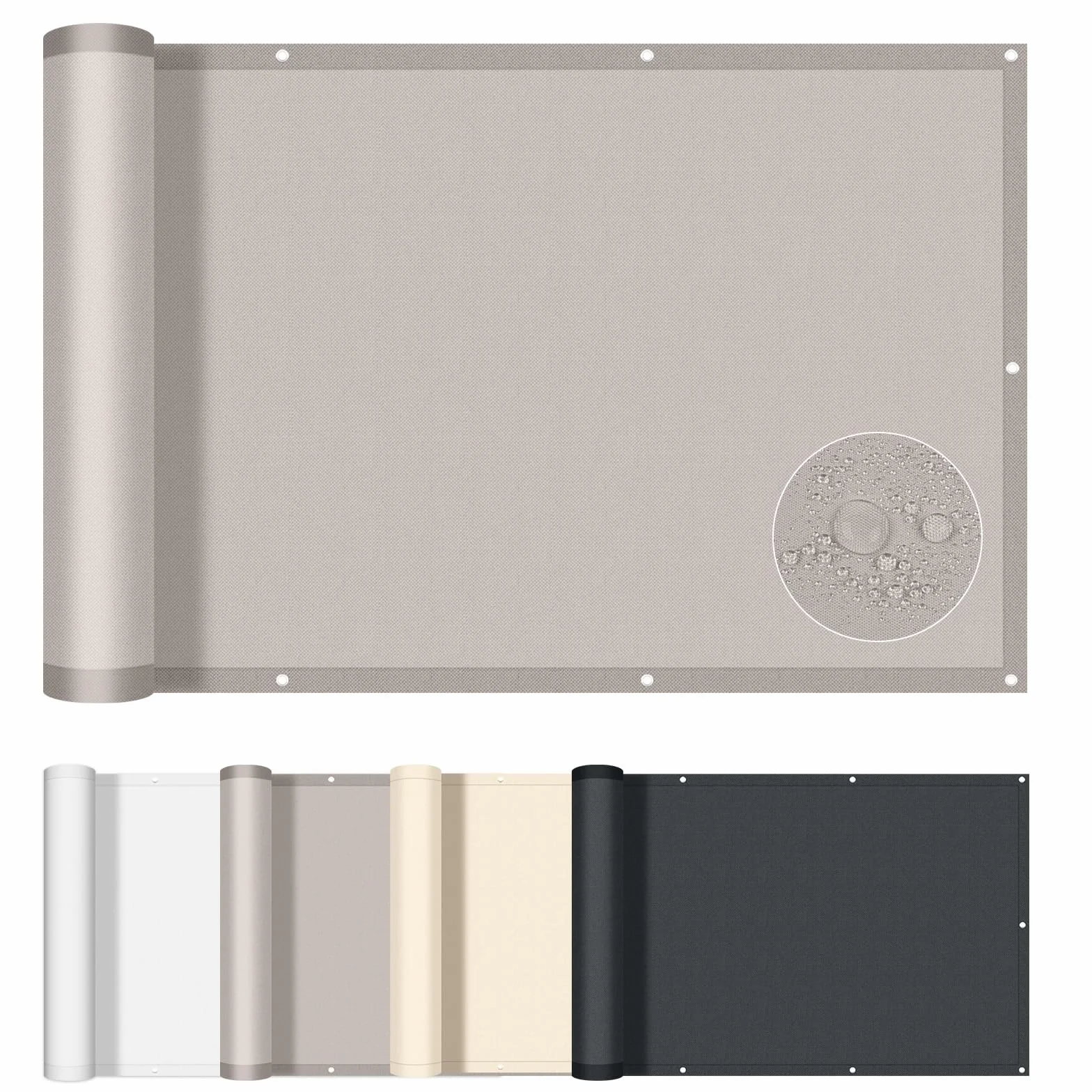 AXT SHADE Osłona Balkonowa 90x400cm Ochrona przed Wiatrem Nieprzejrzysta osłona Balkonu Ochrona przed Wiatrem i Promieniowaniem UV z oczkami i opaskami Kablowymi-Taupe