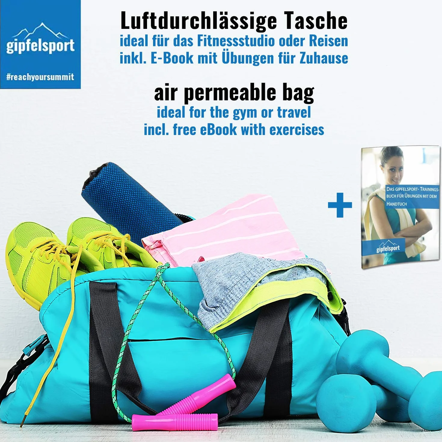 Zestaw ręczników z mikrofibry – do sauny, fitnessu, sportu I ręcznik plażowy, ręcznik sportowy I niebieski_Brush XS: 50 x 30