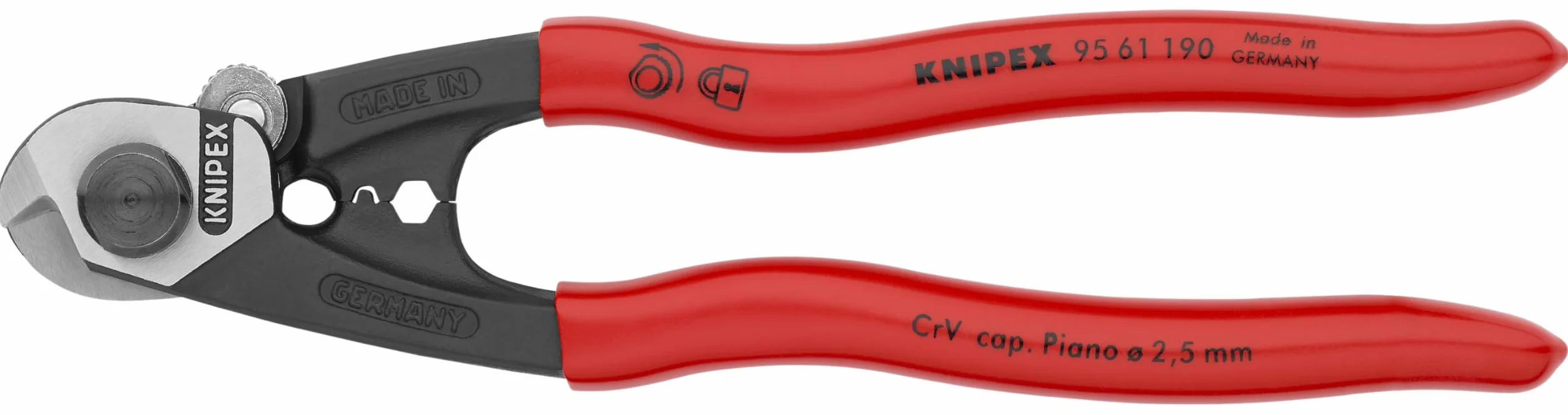 KNIPEX Nożyce do lin stalowych kute z tworzywa sztucznego, powlekane 190 mm, 95 61 190