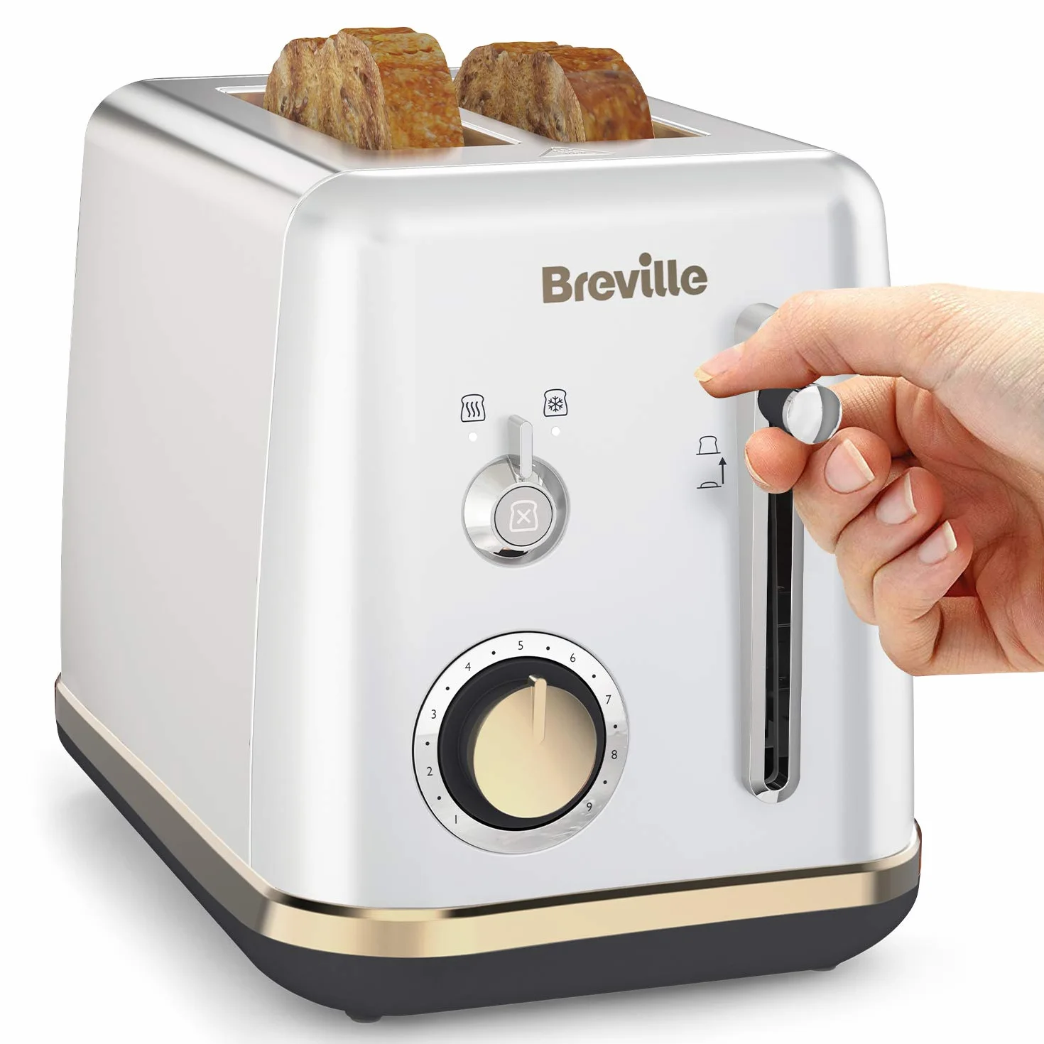 Breville Toster 2 kromki nasadka bułki Mostra srebro księżycowe złote akcenty