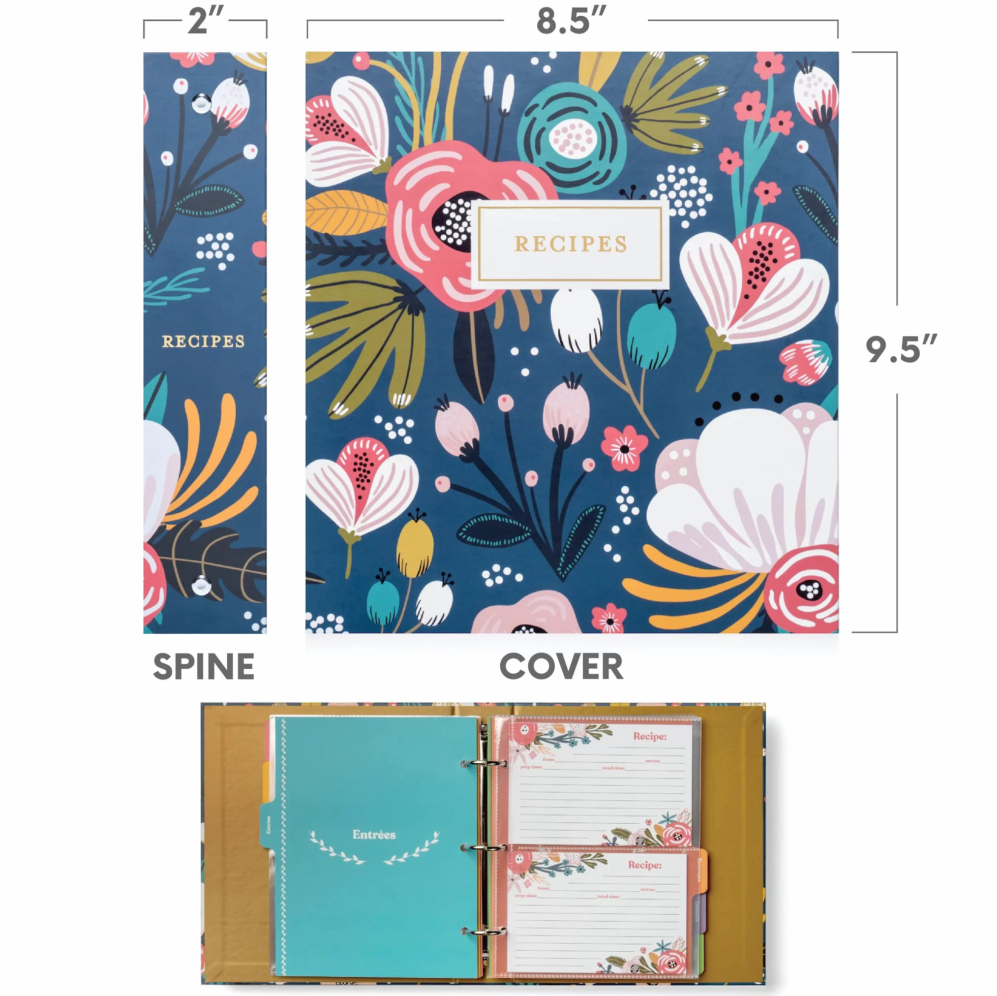 Jot & Mark Organizer na przepisy, zestaw 3-pierścieniowych segregatorów, 50 kart, 10 x 15 cm