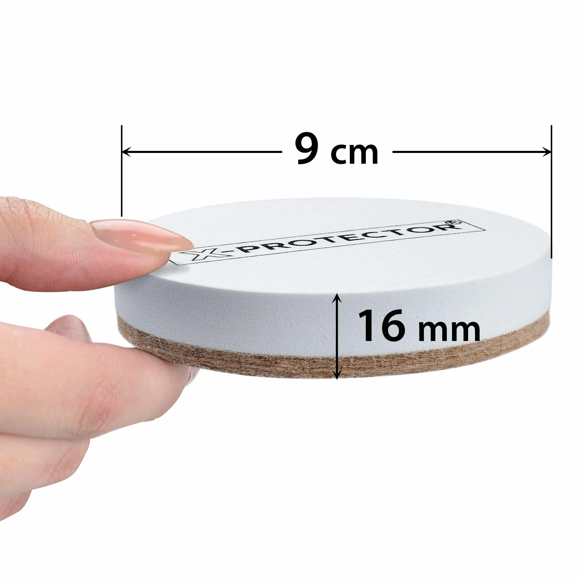 Filcowe suwaki meblowe do podłóg z twardego drewna, 8 szt., 9 cm X-PROTECTOR - Suwak do mebli - wytrzymałe przesuwki mebli do twardych powierzchni, białe filcowe suwaki - łatwe i bezpieczne