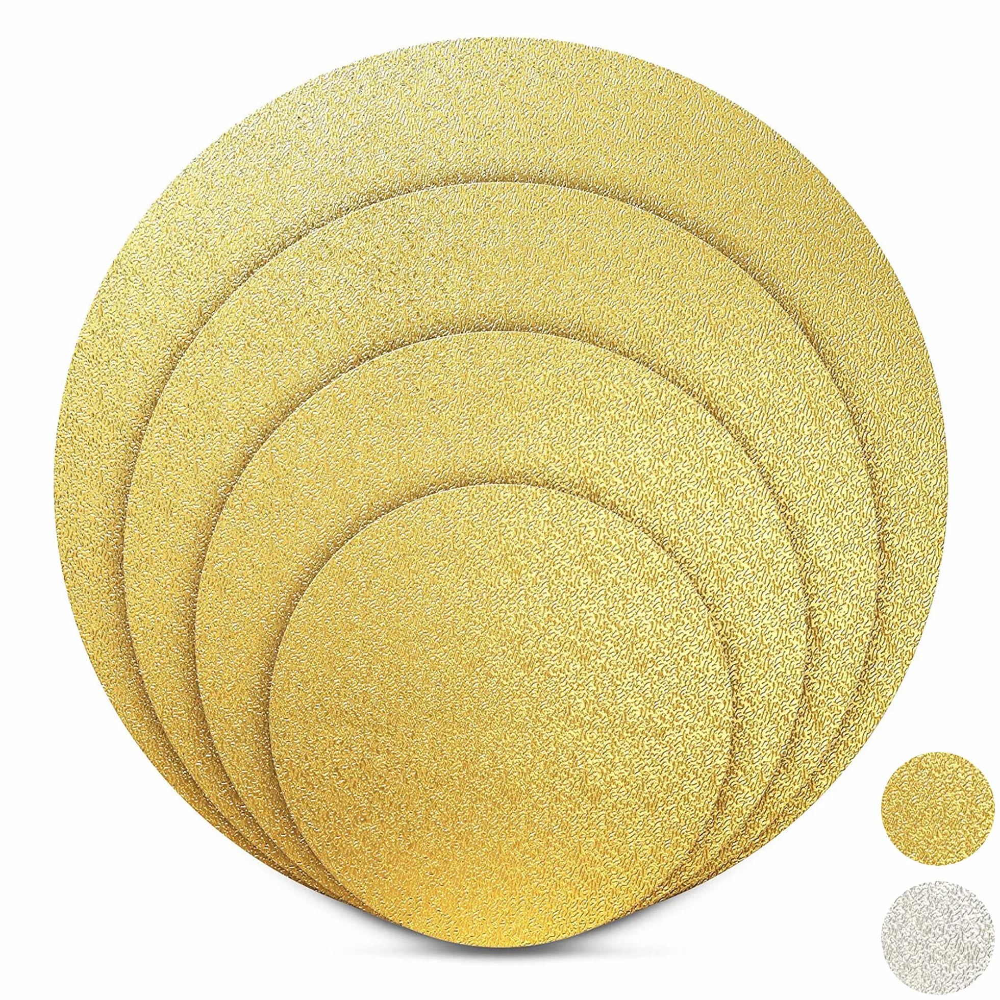 Złota okrągła podkładka pod tort premium 15-30 cm zestaw 4 szt. 3 mm do kontaktu z żywnością