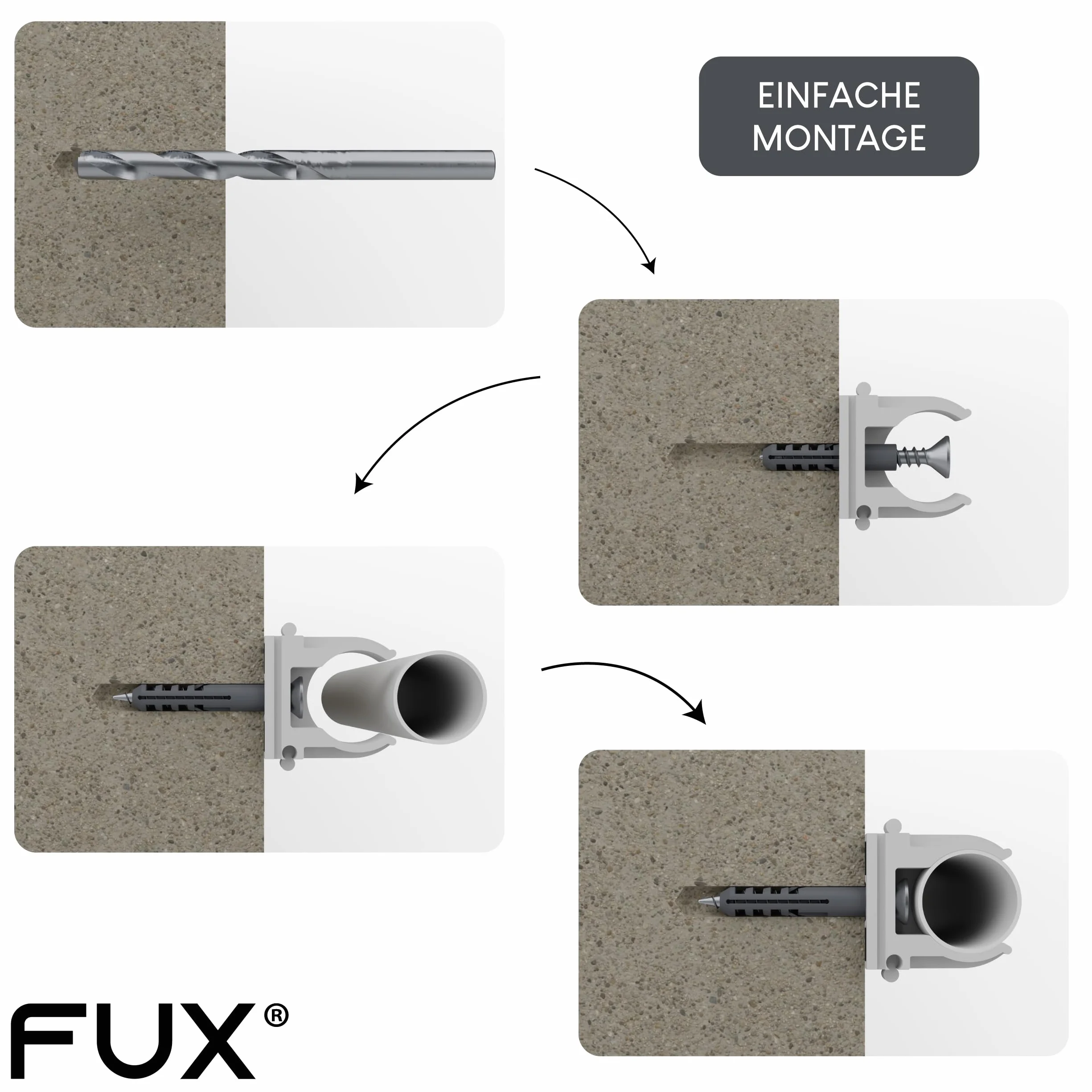 FUX 10 Sztuk Obejm Zaciskowych M16-M50, 16-50 mm, Uchwyt Do Rury, Klips, Tworzywo Sztuczne Do Izotycznej, Prętowej, Kabla Pustego Szeregowego i Przykręcania (M50, 50 mm)
