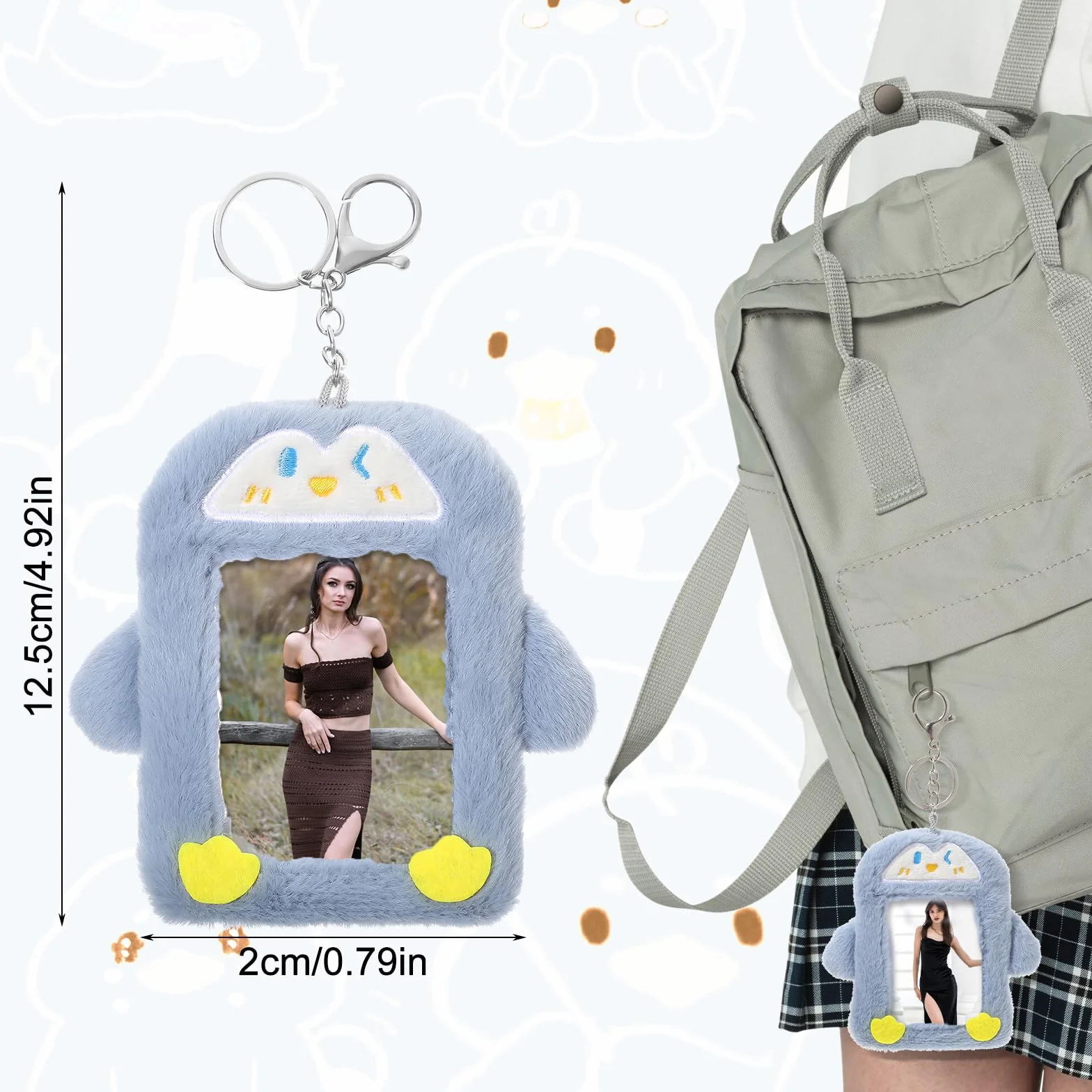 Mabor Śliczny uchwyt na fotokartkę K-Pop z brelokiem pluszowy kreskówka 7,6 cm idol album studencki torba na karty dowód osobisty etui mini uchwyt na zdjęcie rękawy ochronne artykuły p