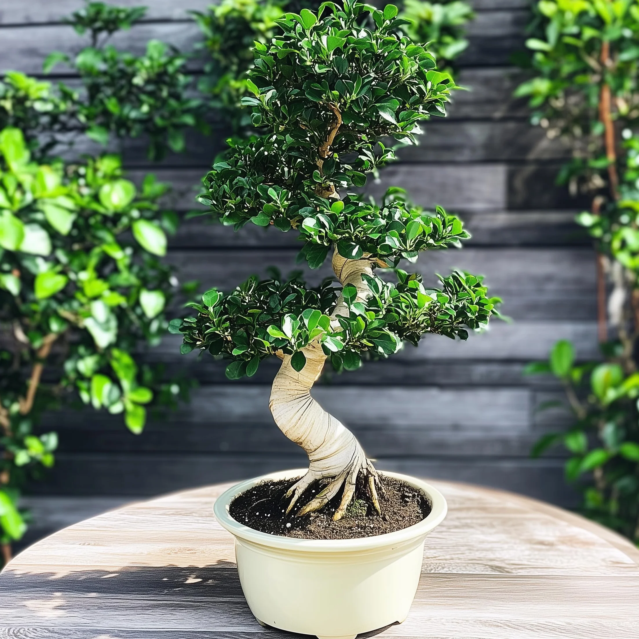 Plant in a Box - Ficus Ginseng S-Shape - Bonsai - Japański Bonsai - Doniczka 20cm - Wysokość 55-65cm