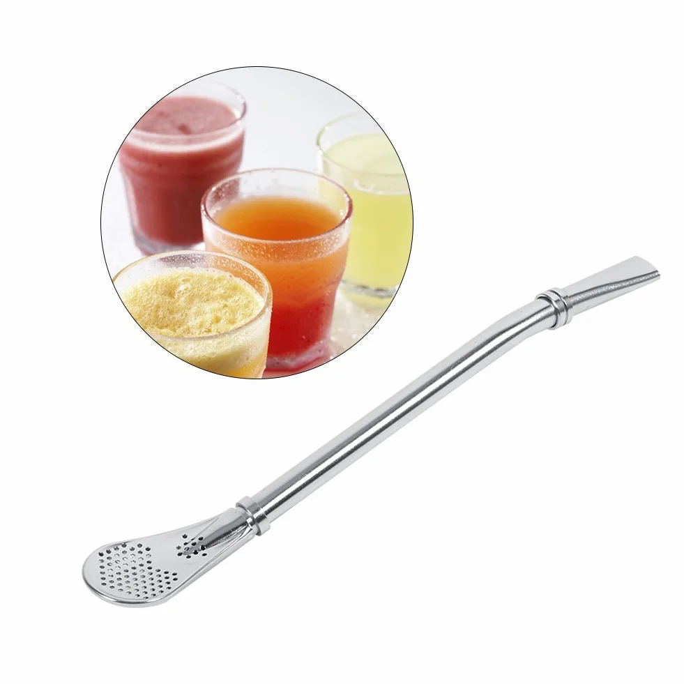 Słomka z filtrem ze stali nierdzewnej Bombilla do Yerba Mate, srebrna