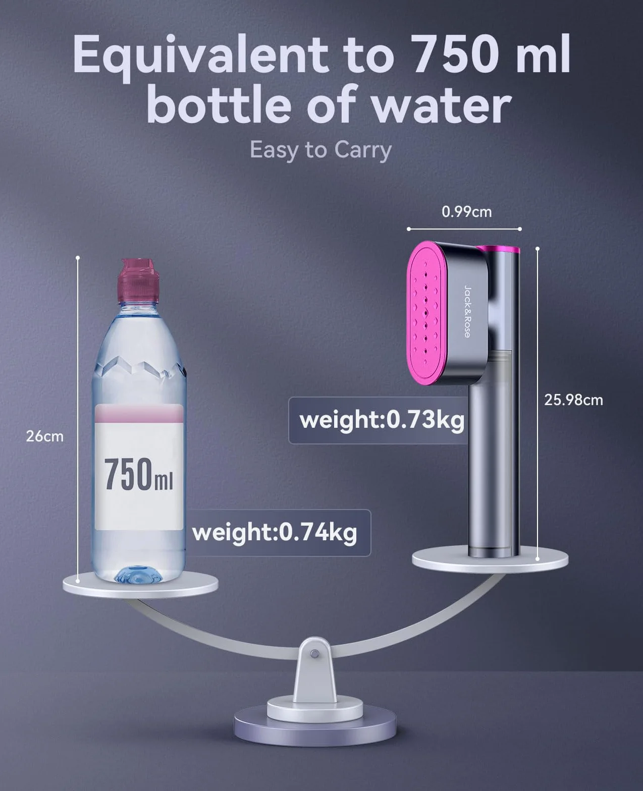 Jack&Rose parownica parowa, napięcie 110-240 V, 1000 W, przenośna i poręczna podróżna, szybkie nagrzewanie 15 sekund, 2 w 1, do globalnej podróży i urlopu