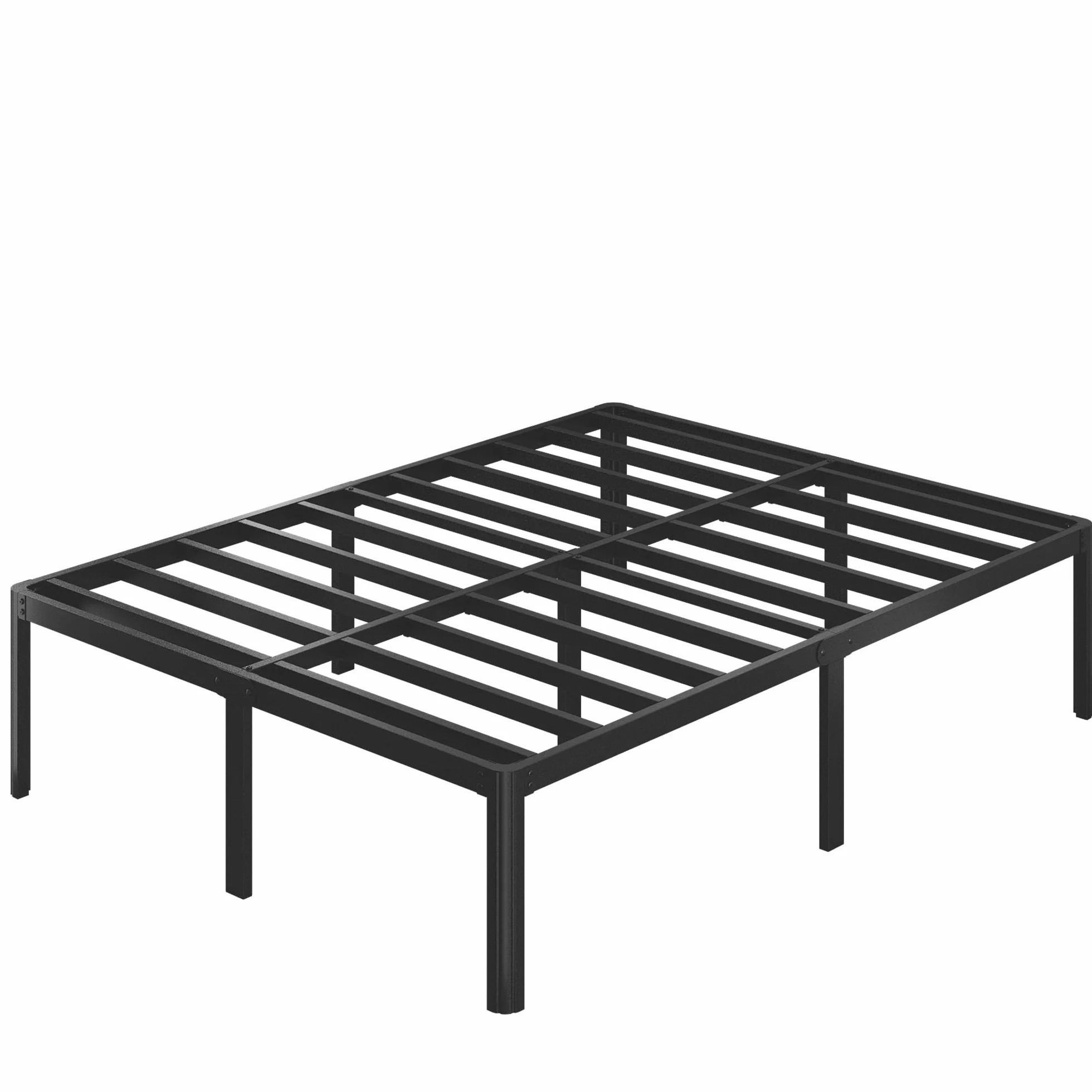 Lutown-Teen Łóżko metalowe 120x190 cm z okrągłymi nogami, wysokość 46cm, łóżko małżeńskie, rama łóżka z metalowym stelażem, kolor czarny