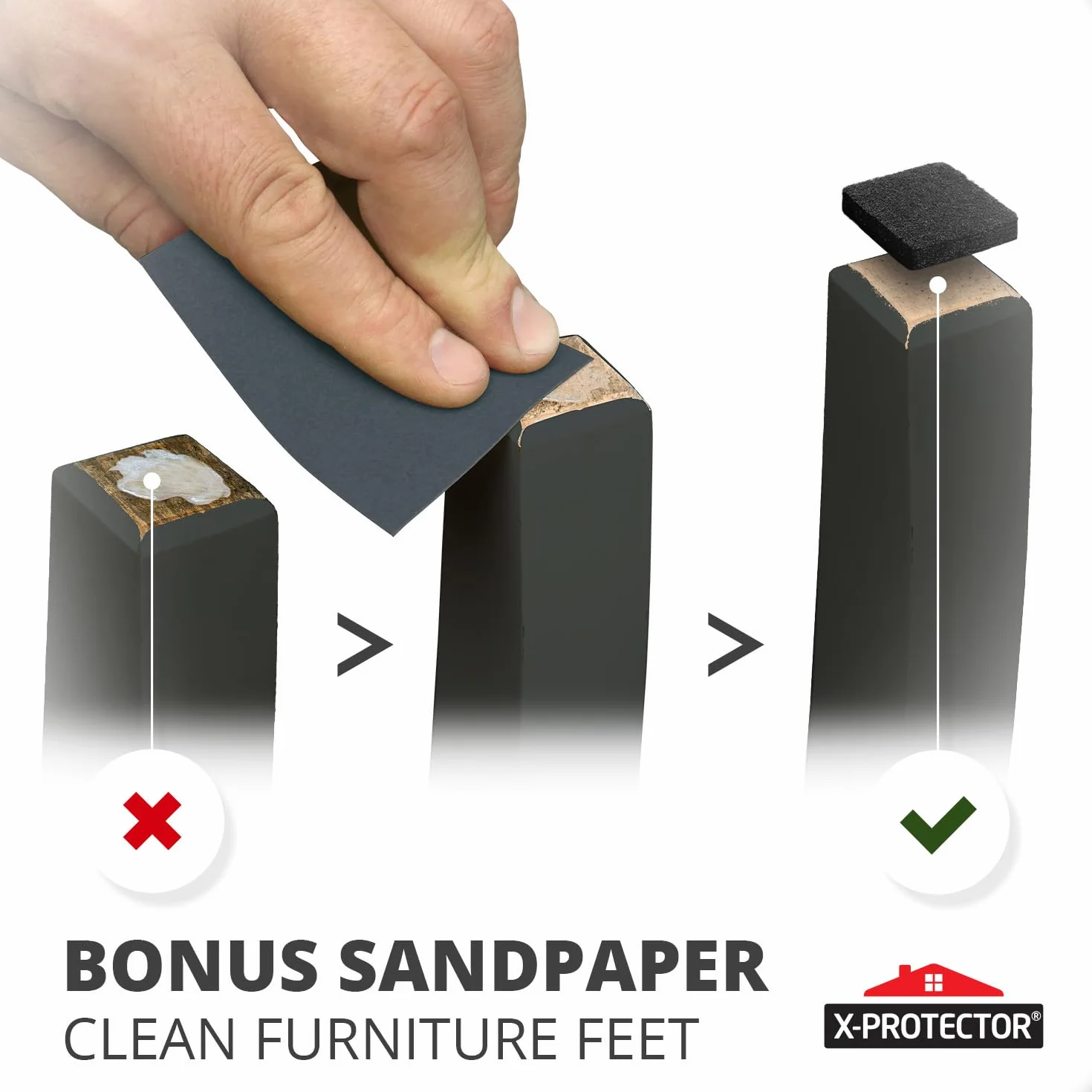 Filcowe podkładki meblowe X-PROTECTOR 235 PCS Premium Samoprzylepne podkładki - Filcowe podkładki do Nóżki mebli - Najlepsze podkładki meblowe - Chroń swoje podłogi z drewna i laminatu!