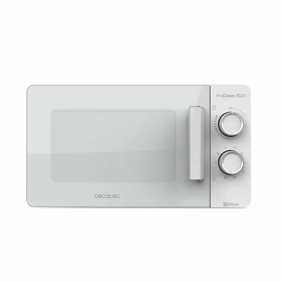 Cecotec ProClean 3020 biała kuchenka mikrofalowa z powłoką Ready2Clean, technologia 3DWave, wejście 1150 W, wyjście 700 W, 20 l, 6 trybów.